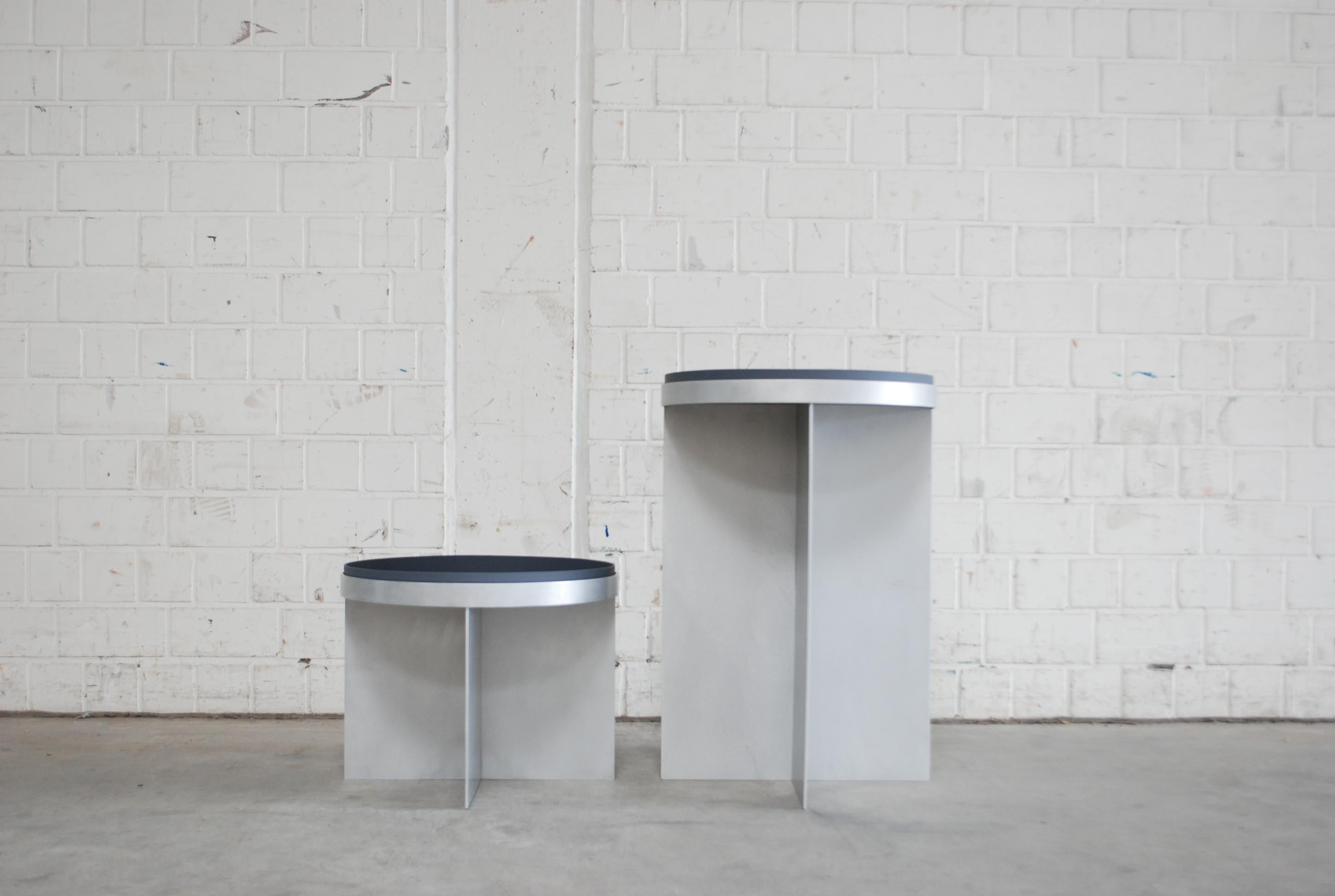 Contemporary Schellmann Art Furniture Minimal Conceptual Aluminium Low Black Tray Round Table