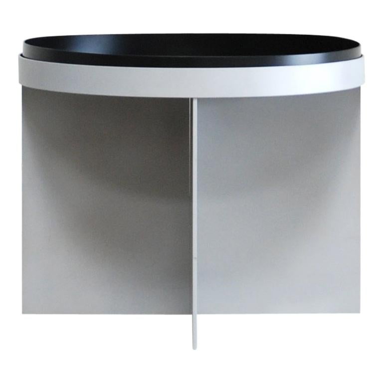 Schellmann Art Furniture Minimal Conceptual Aluminium Low Black Tray Round Table