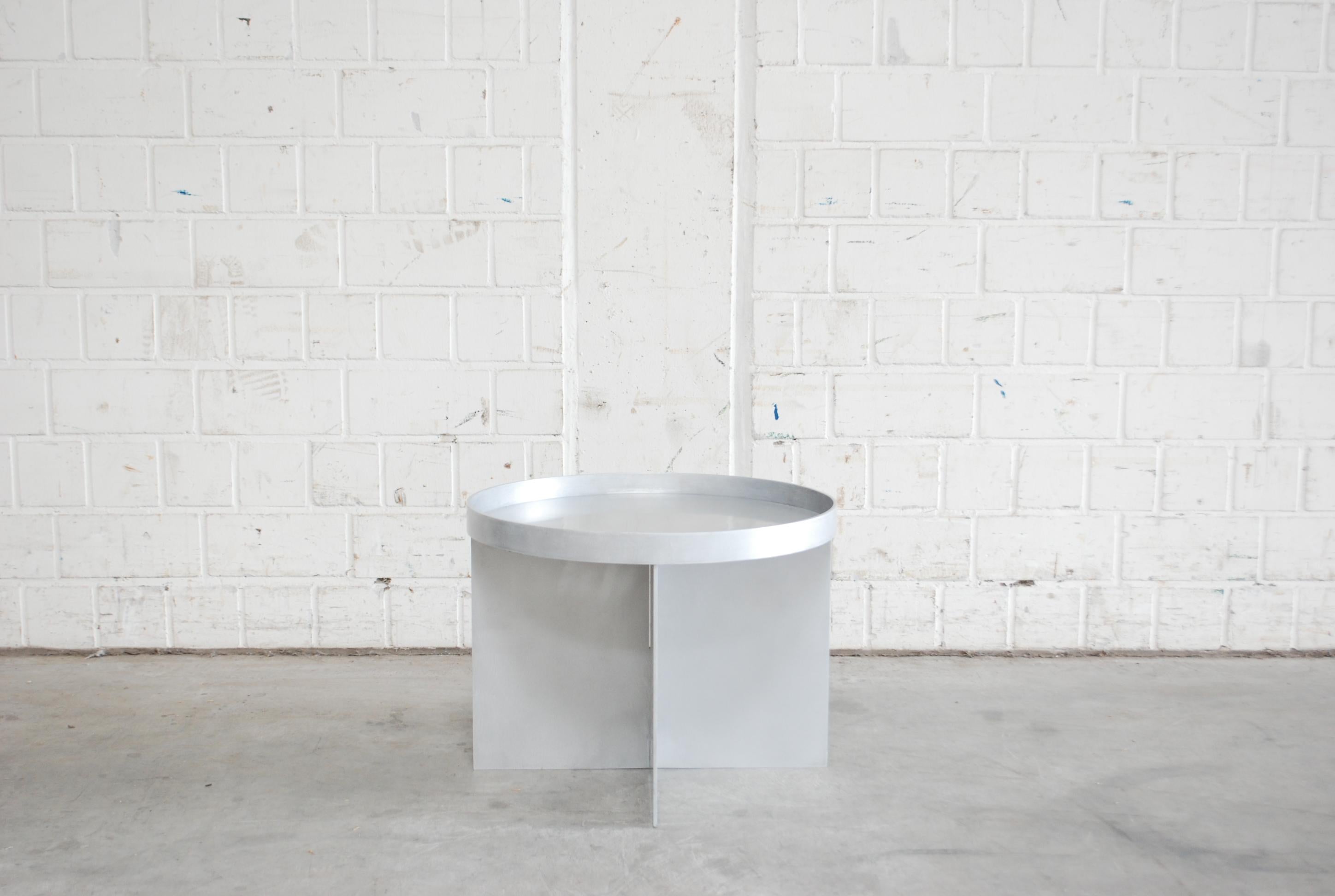 German Schellmann Art Furniture Minimal Conceptual Aluminium Low Tray Round Table