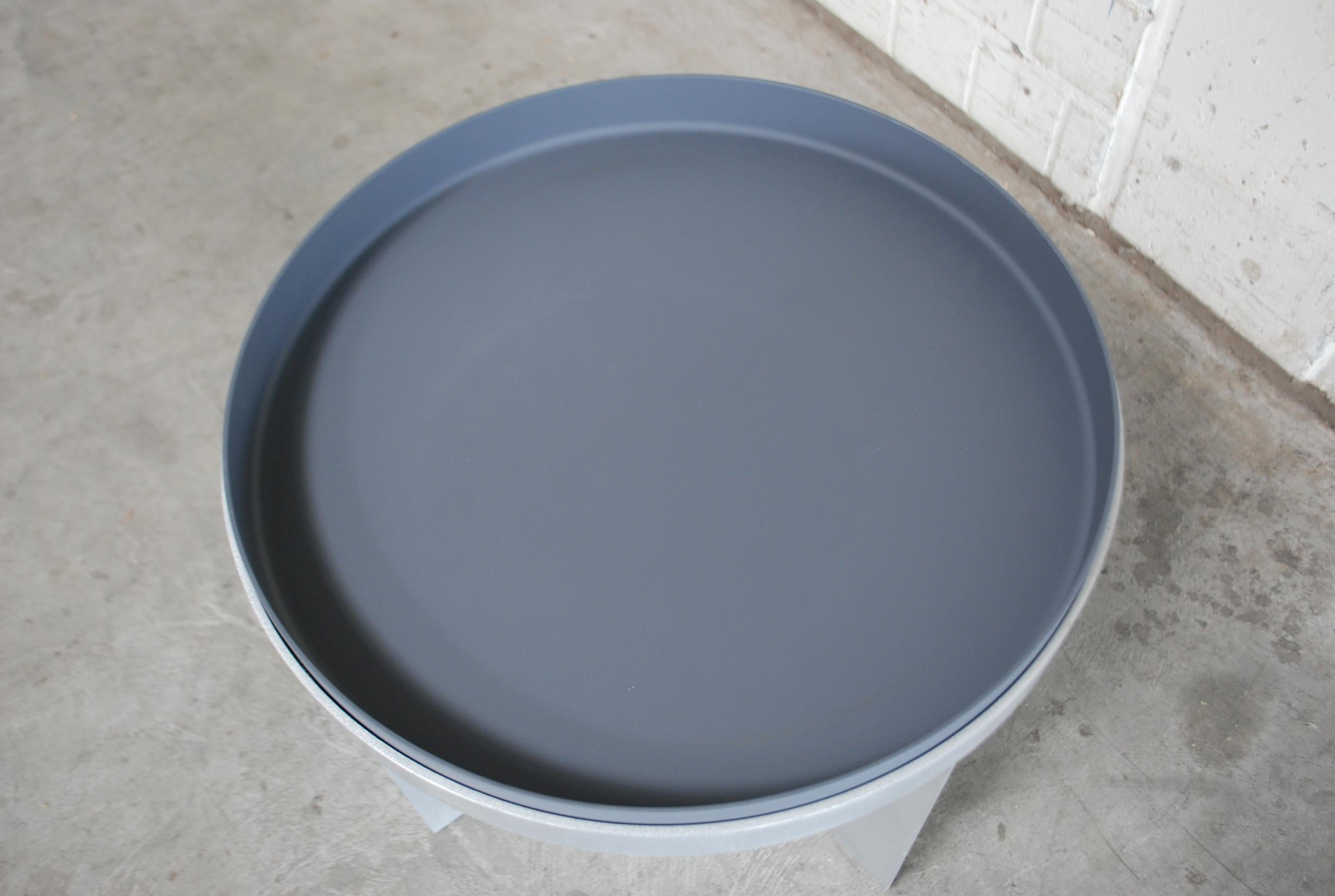 Contemporary Schellmann Art Furniture Minimal Conceptual Aluminium Tray Round Table