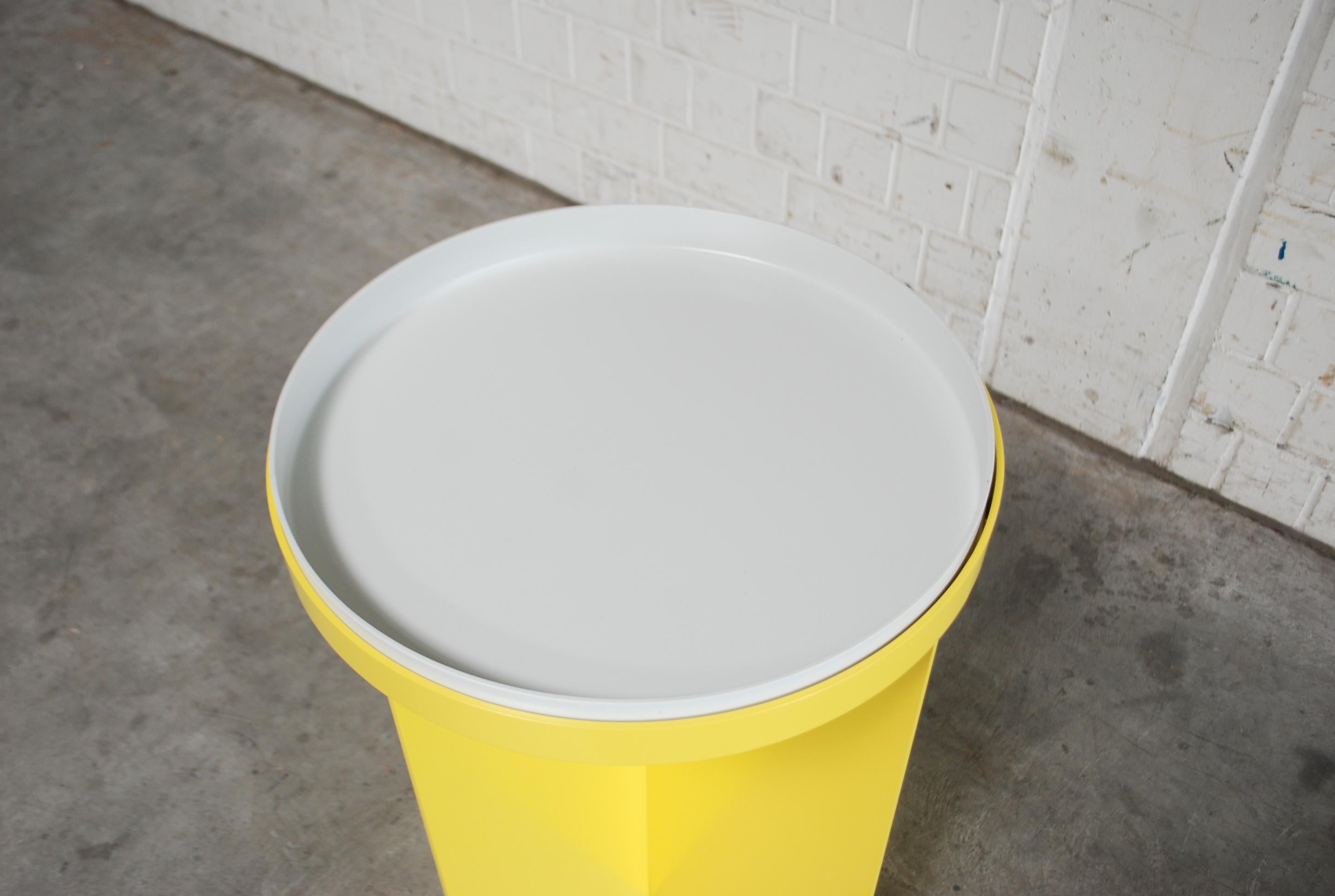 Minimalist Schellmann Art Furniture Minimal Conceptual Aluminium Yellow Tray Round Table