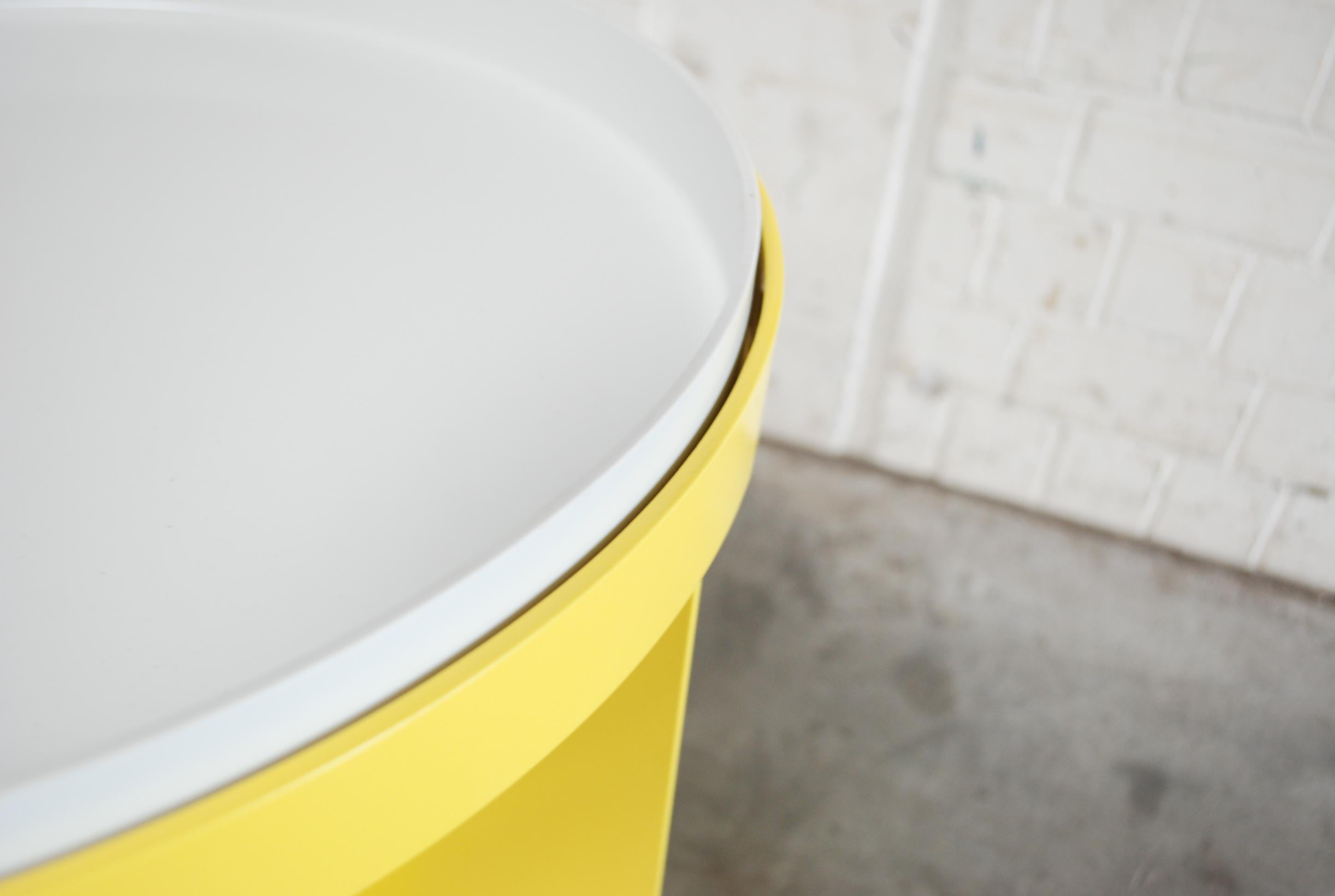 German Schellmann Art Furniture Minimal Conceptual Aluminium Yellow Tray Round Table