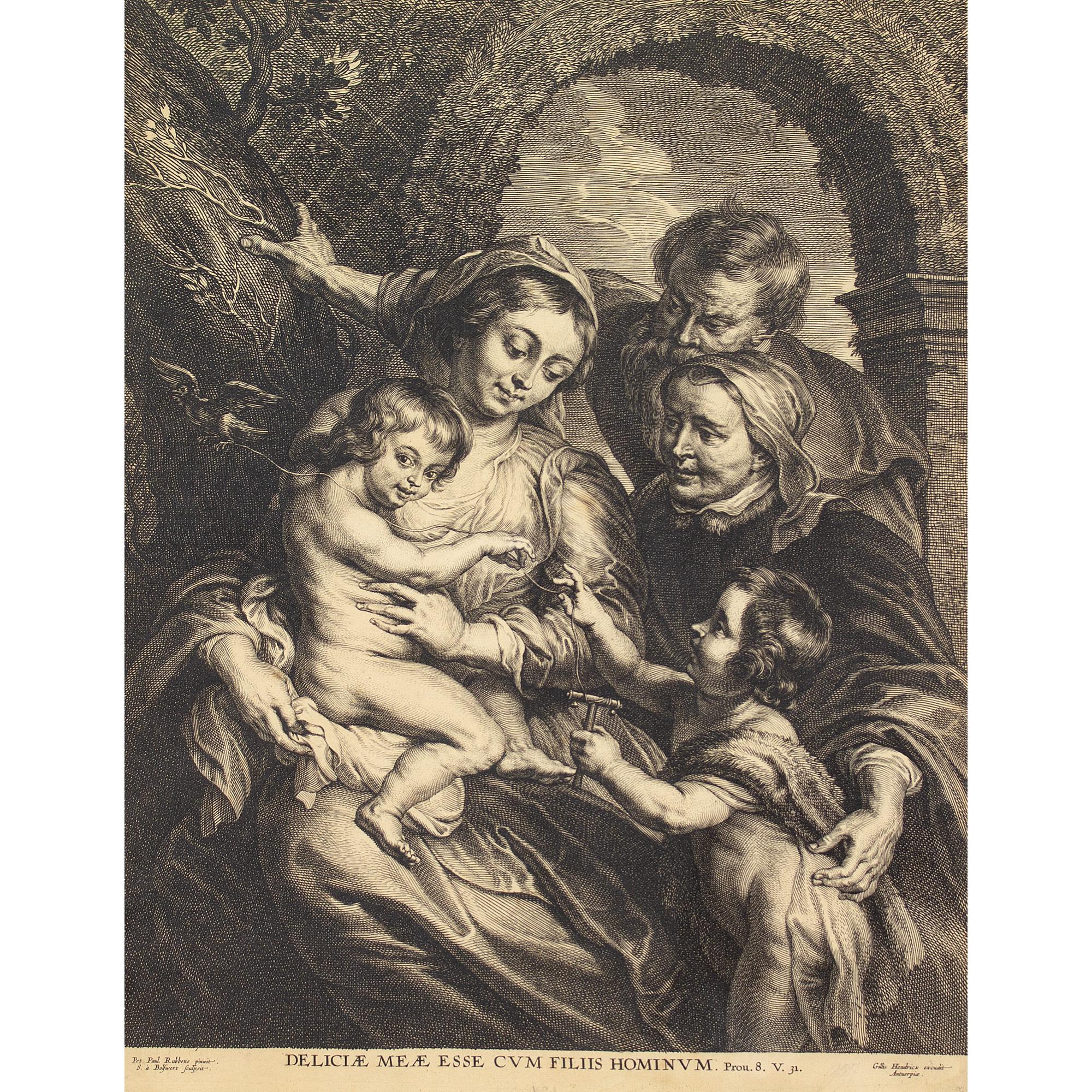 Schelte Adams à Bolswert After Peter Paul Rubens The Holy Family, Engraving  1