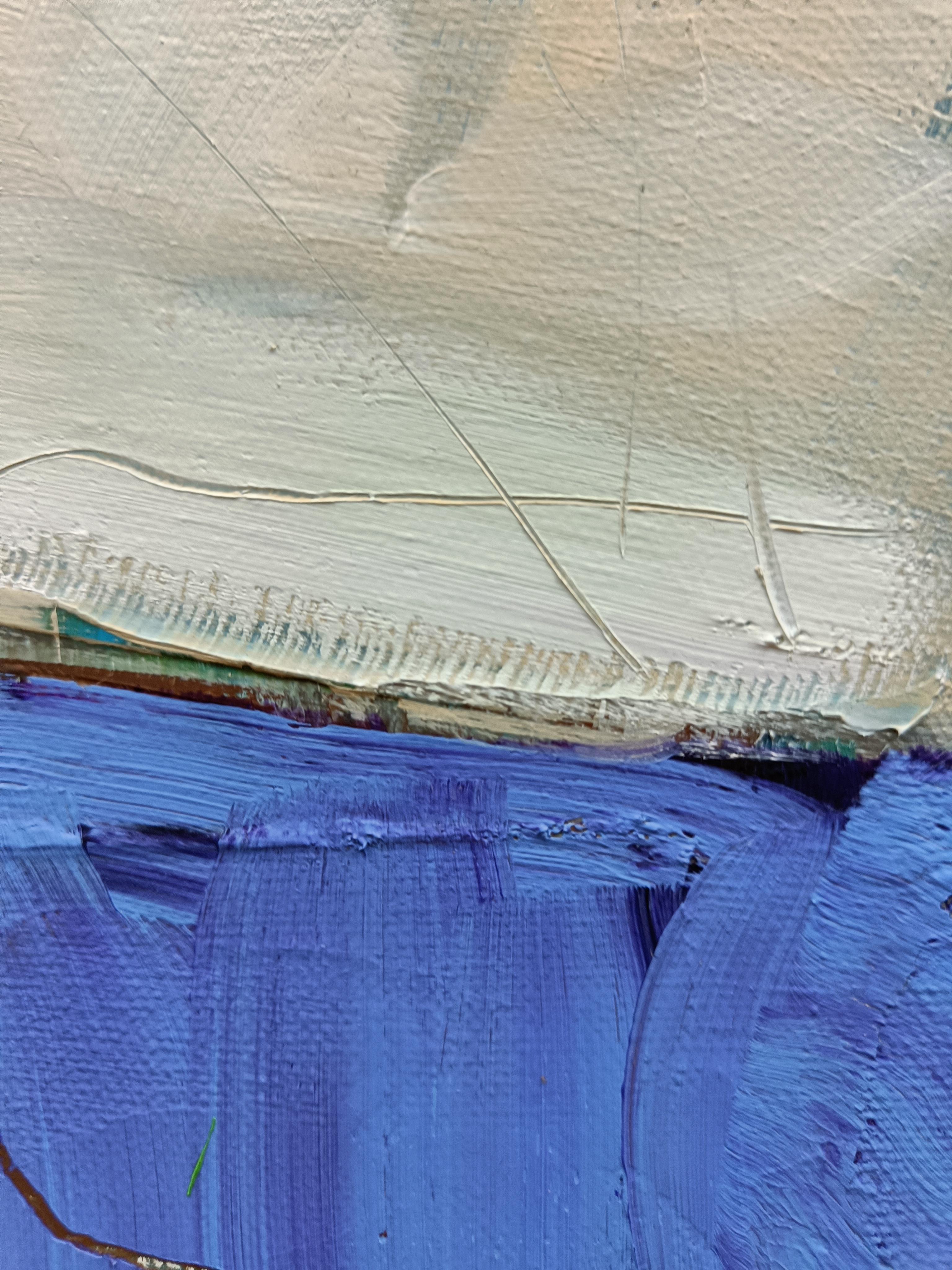 In garden. Impressionism, fruits, still-life, vertical, blue For Sale 5
