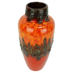 scheurich 1960s 70s VASE model 517-30 orange yellow red with black fat lava WGP