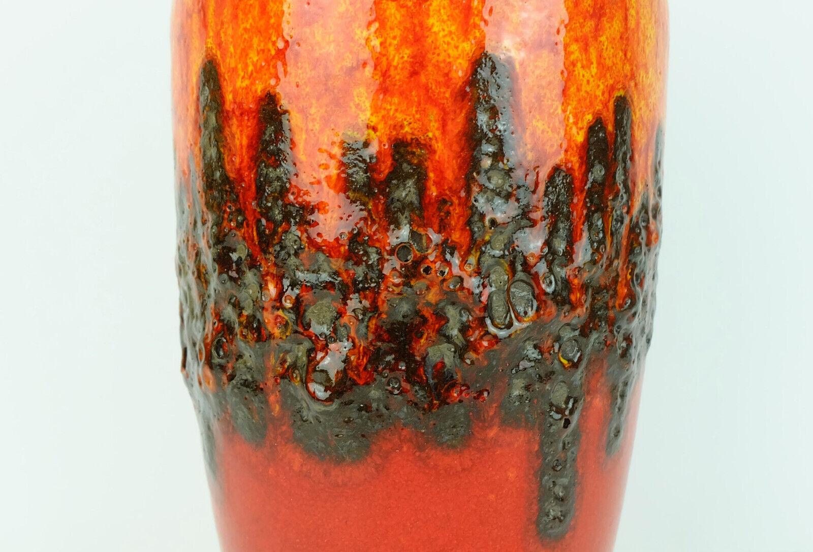 Ceramic scheurich 1960s 70s VASE model 517-30 orange yellow red with black fat lava WGP