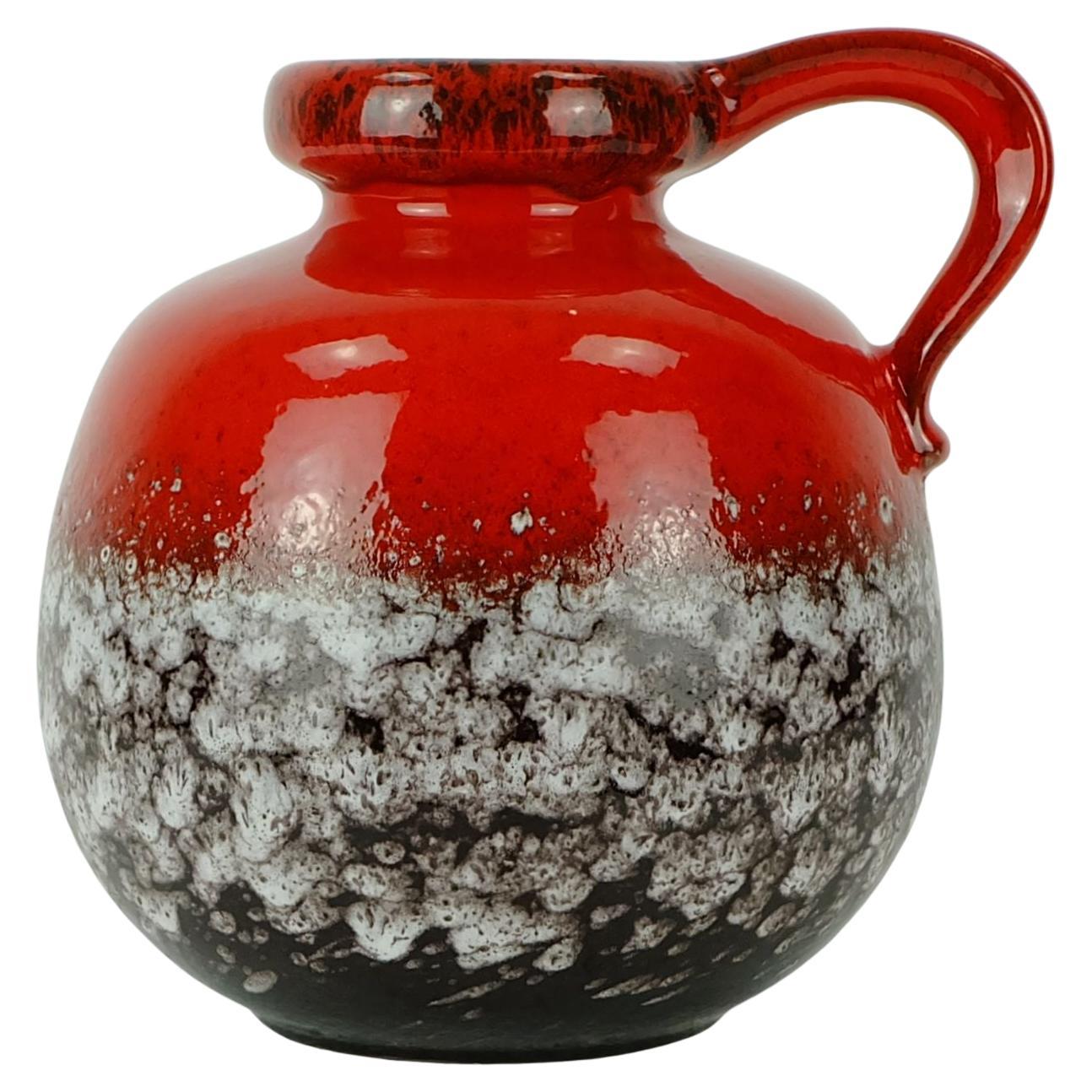 scheurich 1960's 70's vintage VASE red brown white drip glaze no. 484-21
