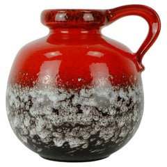scheurich 1960's 70's vintage VASE red brown white drip glaze no. 484-21