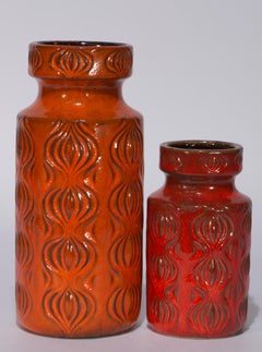 Scheurich Amsterdam 2 Vases Lava Glaze West German Pottery 1970s