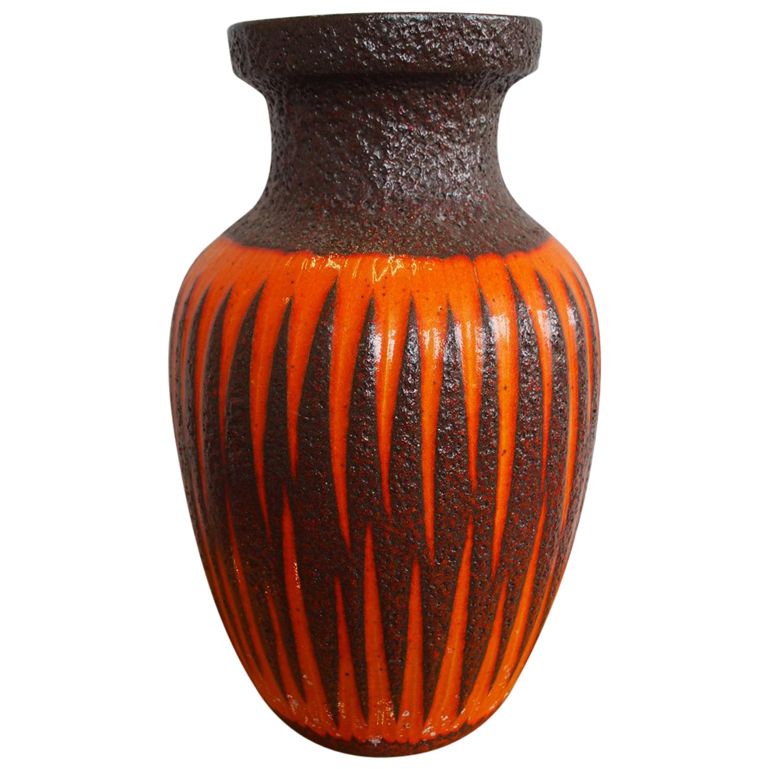 "Scheurich"-Keramikvase mit "Fettlava"-Glasur aus den 1960er Jahren