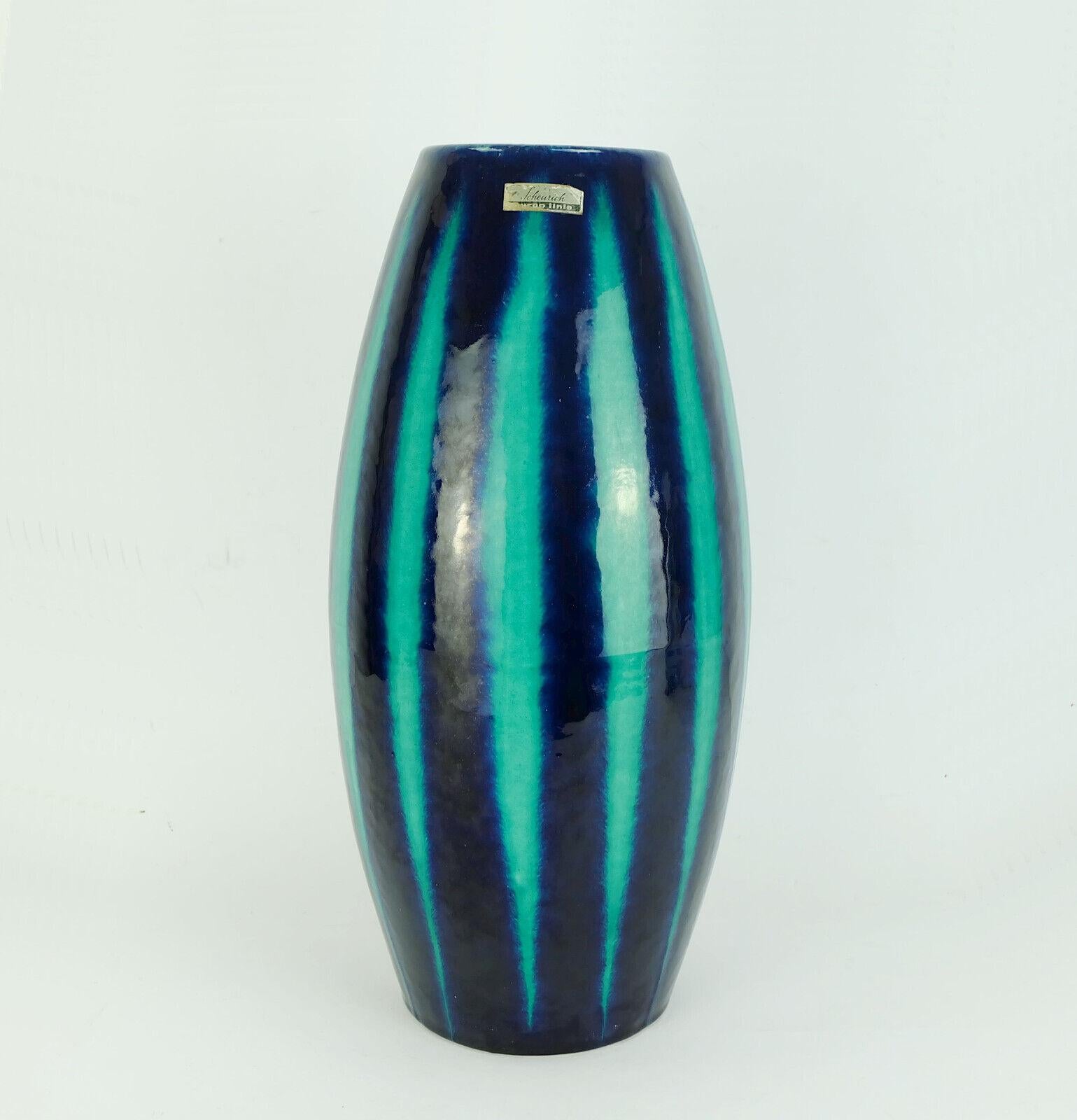 Scheurich Europ-Line Midcentury Vase Model 248-38 Stripe Pattern 1950s For Sale 2