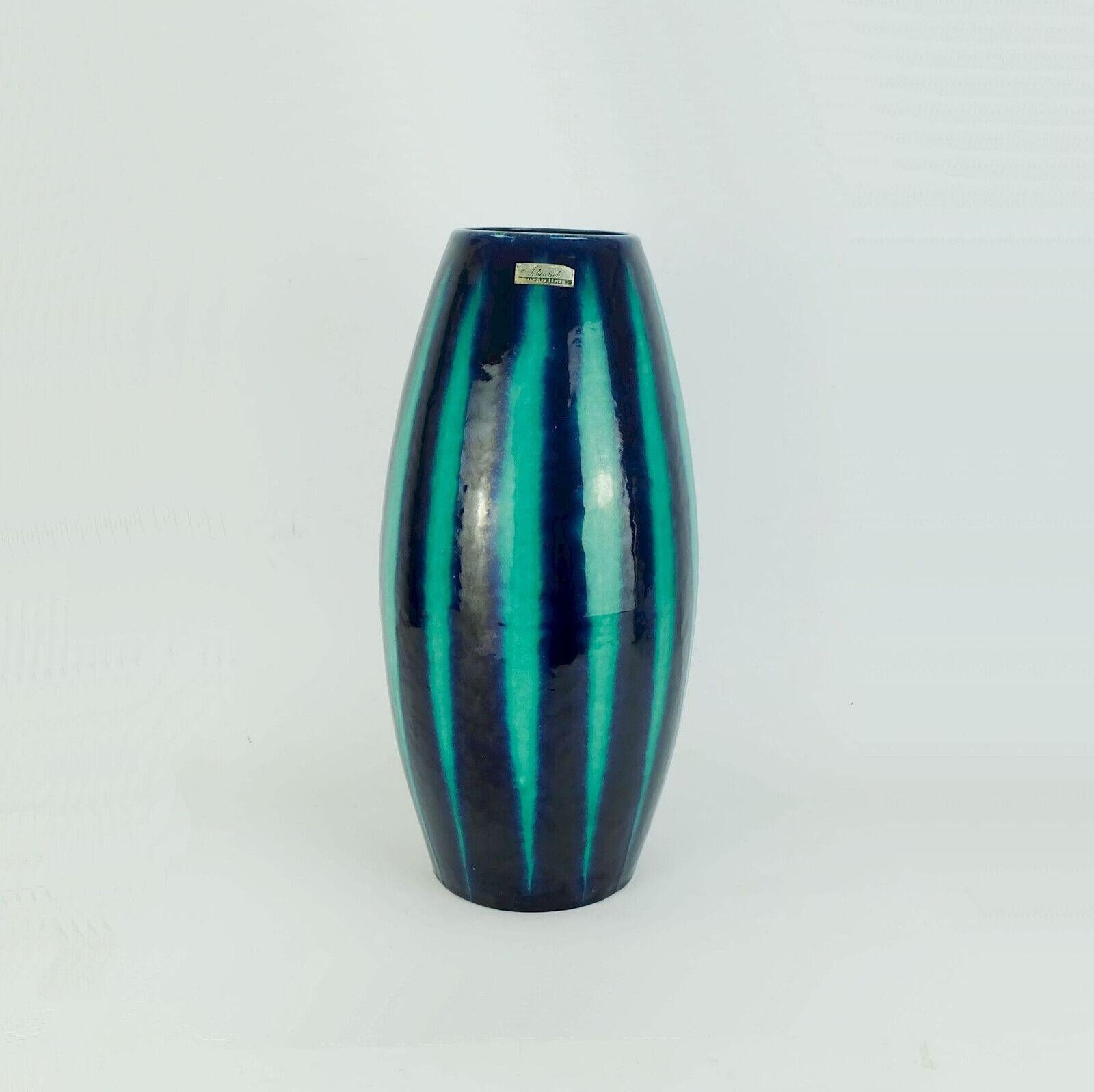 Scheurich Europ-Line Midcentury Vase Model 248-38 Stripe Pattern 1950s In Good Condition For Sale In Mannheim, DE
