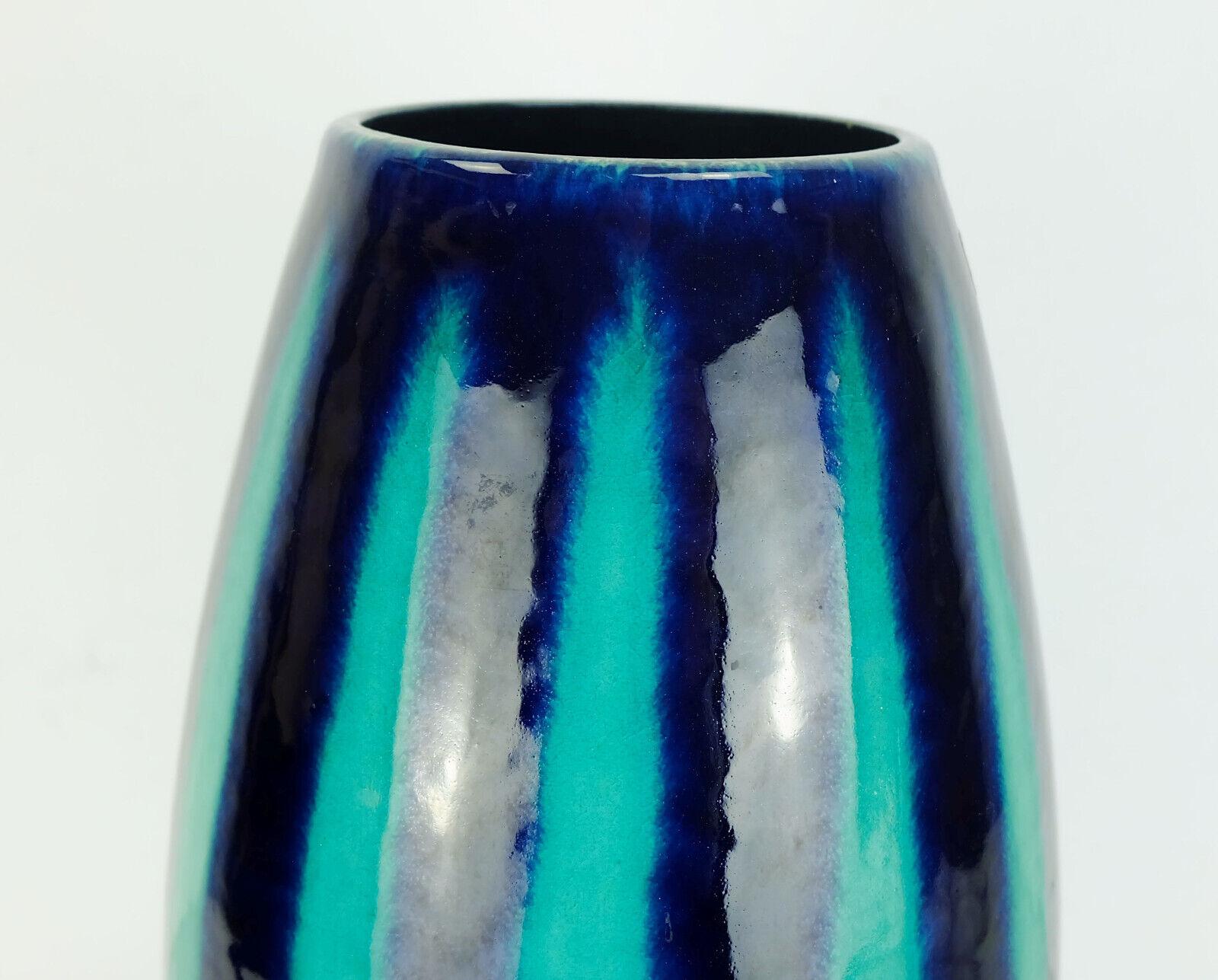 Ceramic Scheurich Europ-Line Midcentury Vase Model 248-38 Stripe Pattern 1950s For Sale
