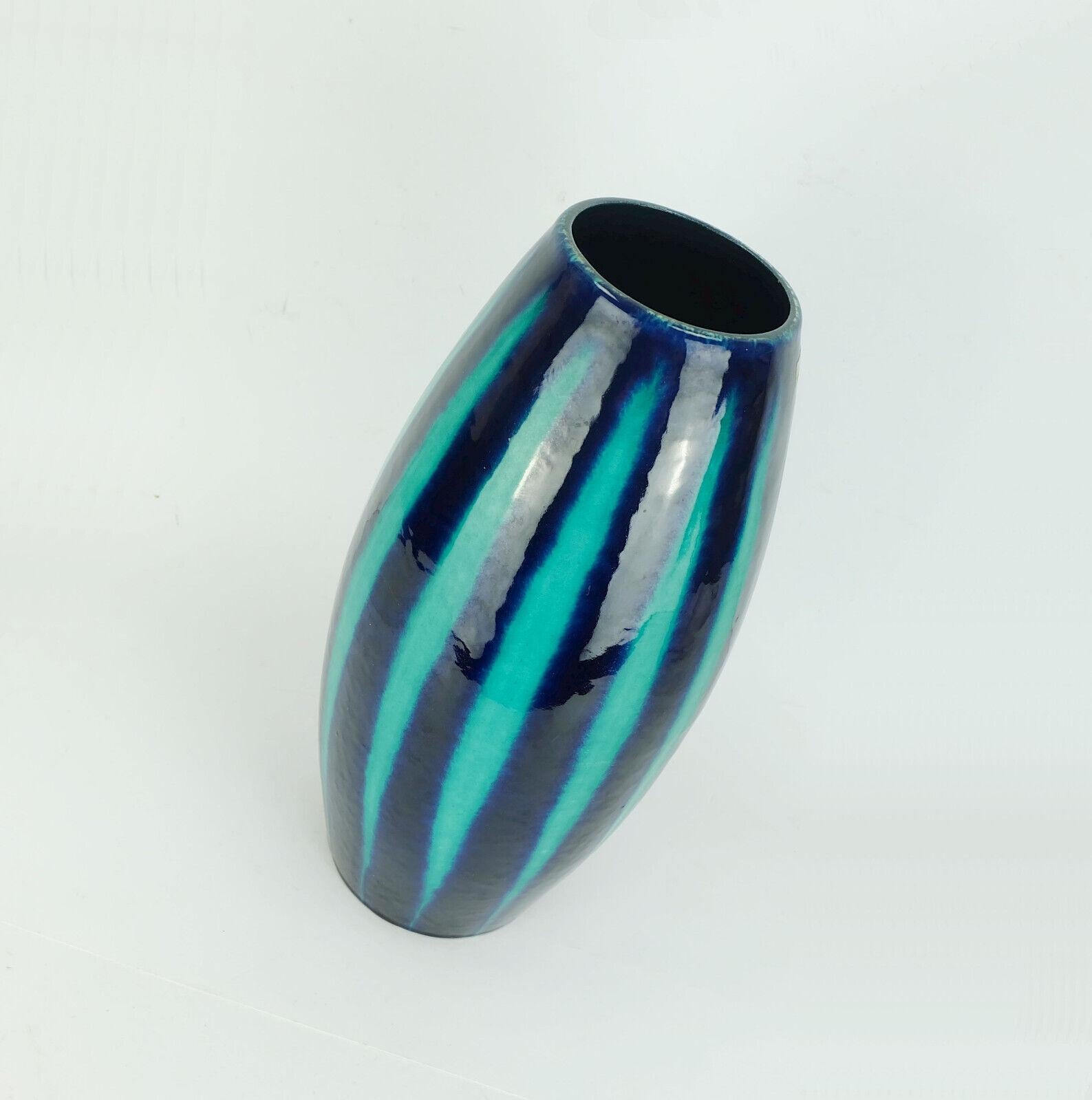 Scheurich Europ-Line Midcentury Vase Model 248-38 Stripe Pattern 1950s For Sale 1