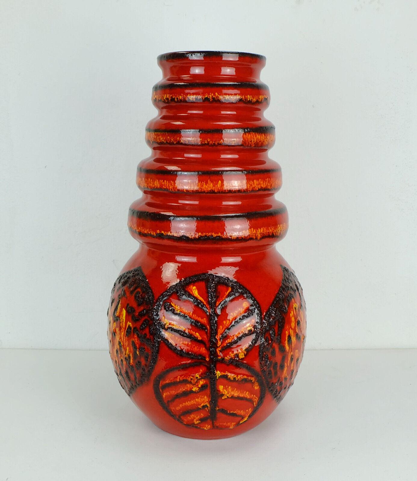  Scheurich Floor Vase Model No. 269-53 'Vienna' Fat Lava Leaf Decor 60s In Good Condition For Sale In Mannheim, DE