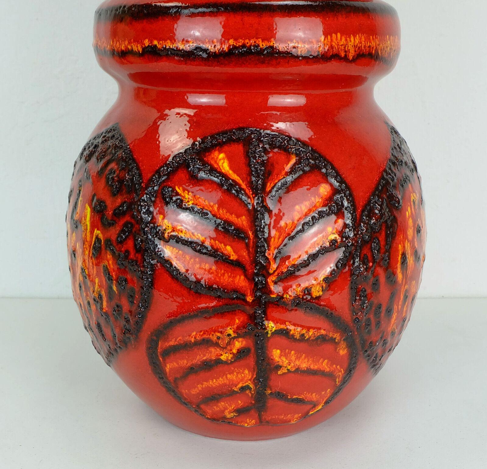  Scheurich Floor Vase Model No. 269-53 'Vienna' Fat Lava Leaf Decor 60s For Sale 2