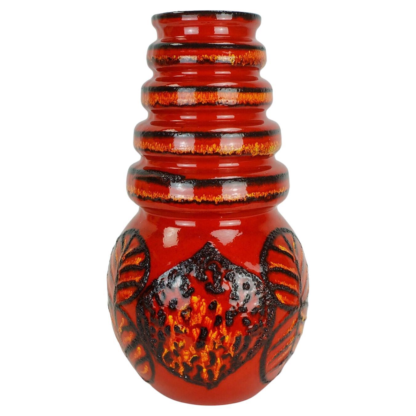  Scheurich Floor Vase Model No. 269-53 'Vienna' Fat Lava Leaf Decor 60s For Sale