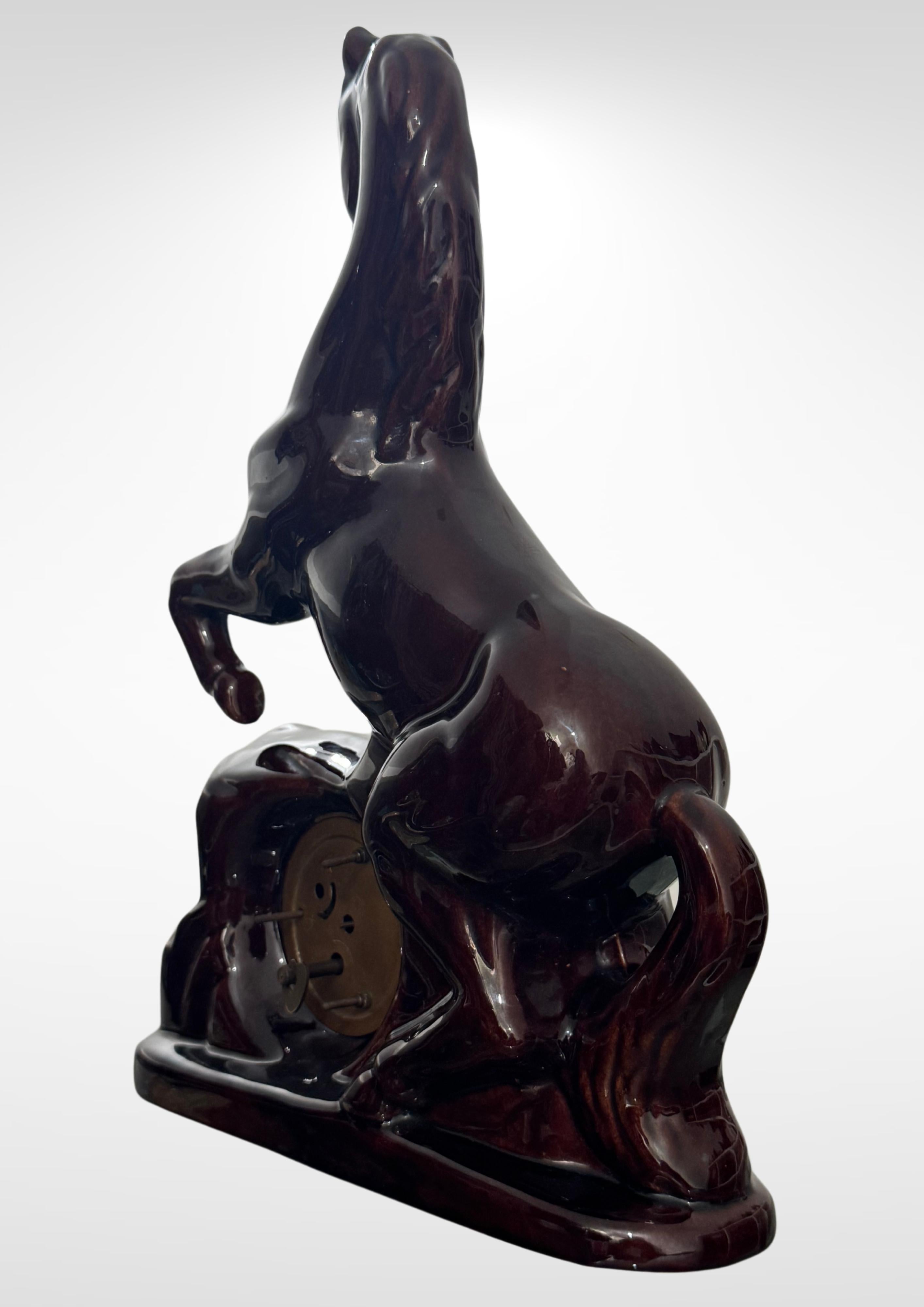 Scheurich & Greulich Ceramic Horse Figurine Desk Clock Labeled S&G Keramik For Sale 5
