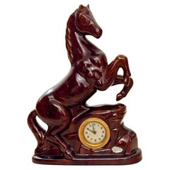 Scheurich & Greulich Reloj de sobremesa con figurita de cerámica de caballo con la etiqueta S&G Keramik