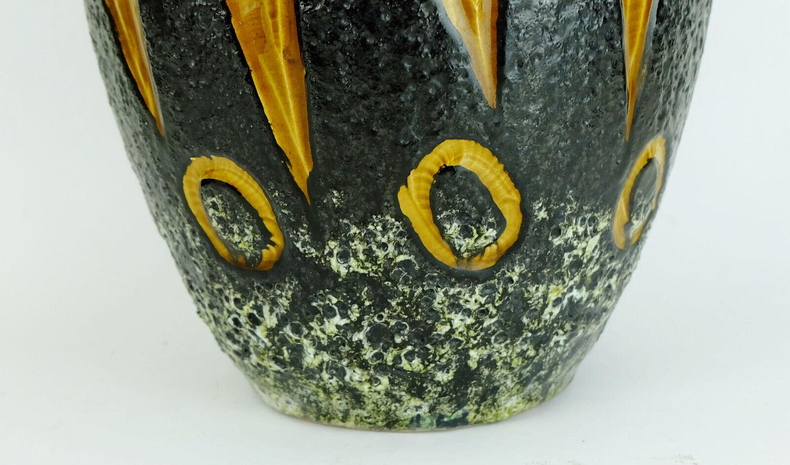 Mid-Century Modern Scheurich Jug Vase Model 279-38 Black and White Fat Lava Abstract Decor 1960s For Sale