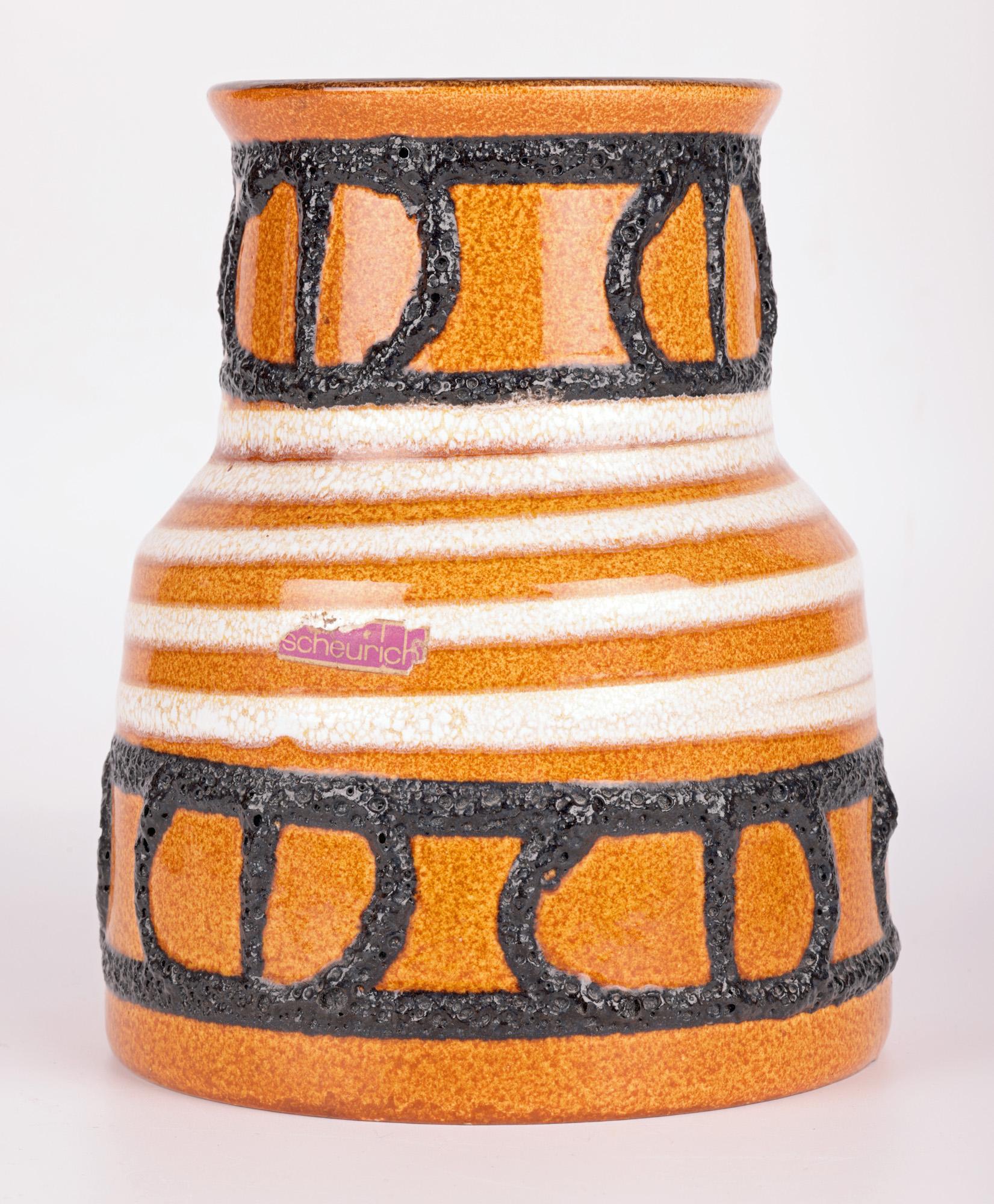 Scheurich Keramik German Mid-Century Lava Glazed Art Pottery Vase  For Sale 7