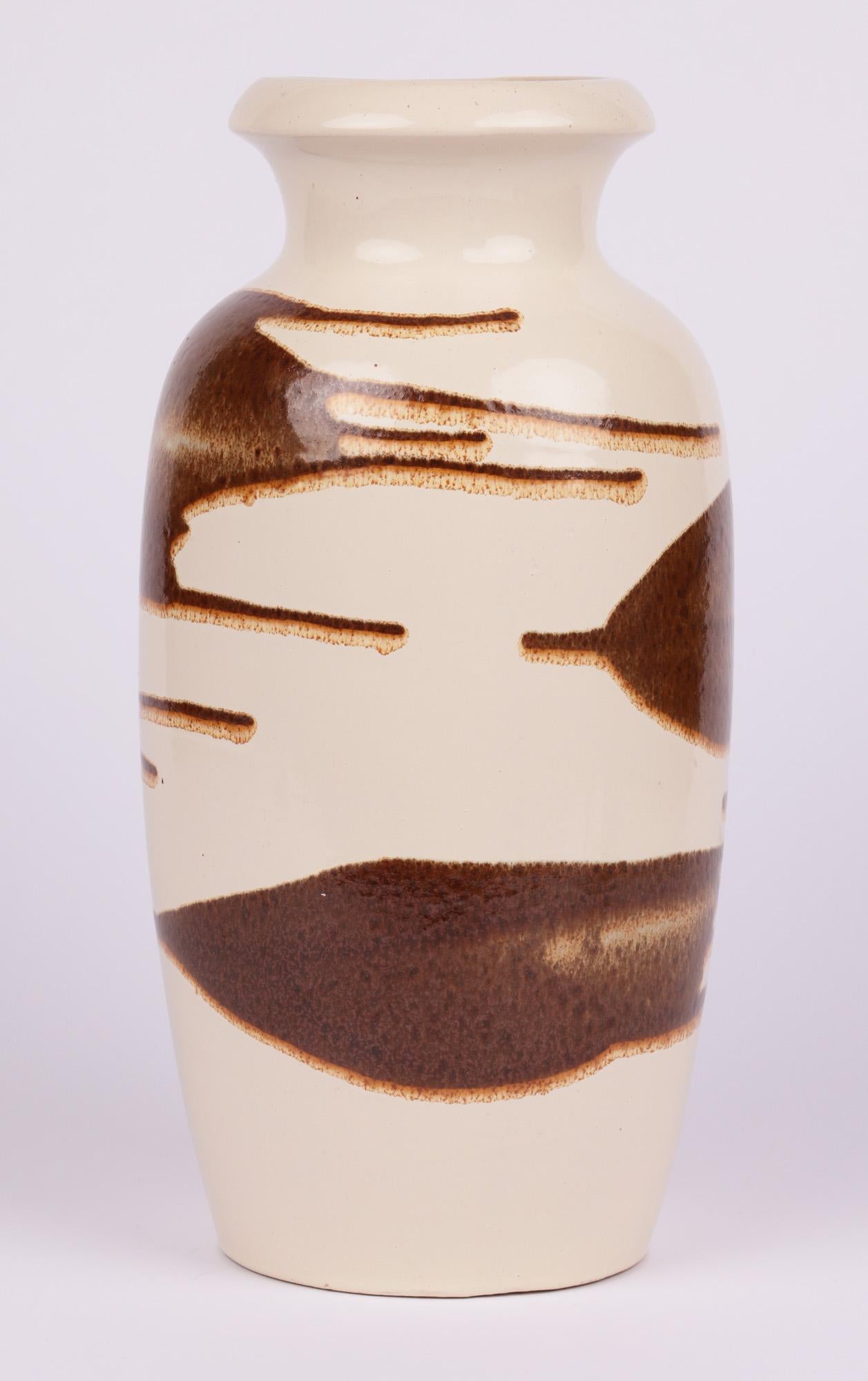 Glazed Scheurich Keramik Mid-Century Abstract Design Art Pottery Vase For Sale