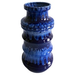 Vintage Scheurich Keramik Midcentury Blue Lava Tiered Vase