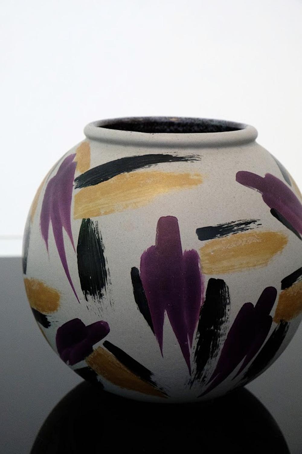 Dipinto a mano Vaso Scheurich Keramik Germania anni '80 in vendita