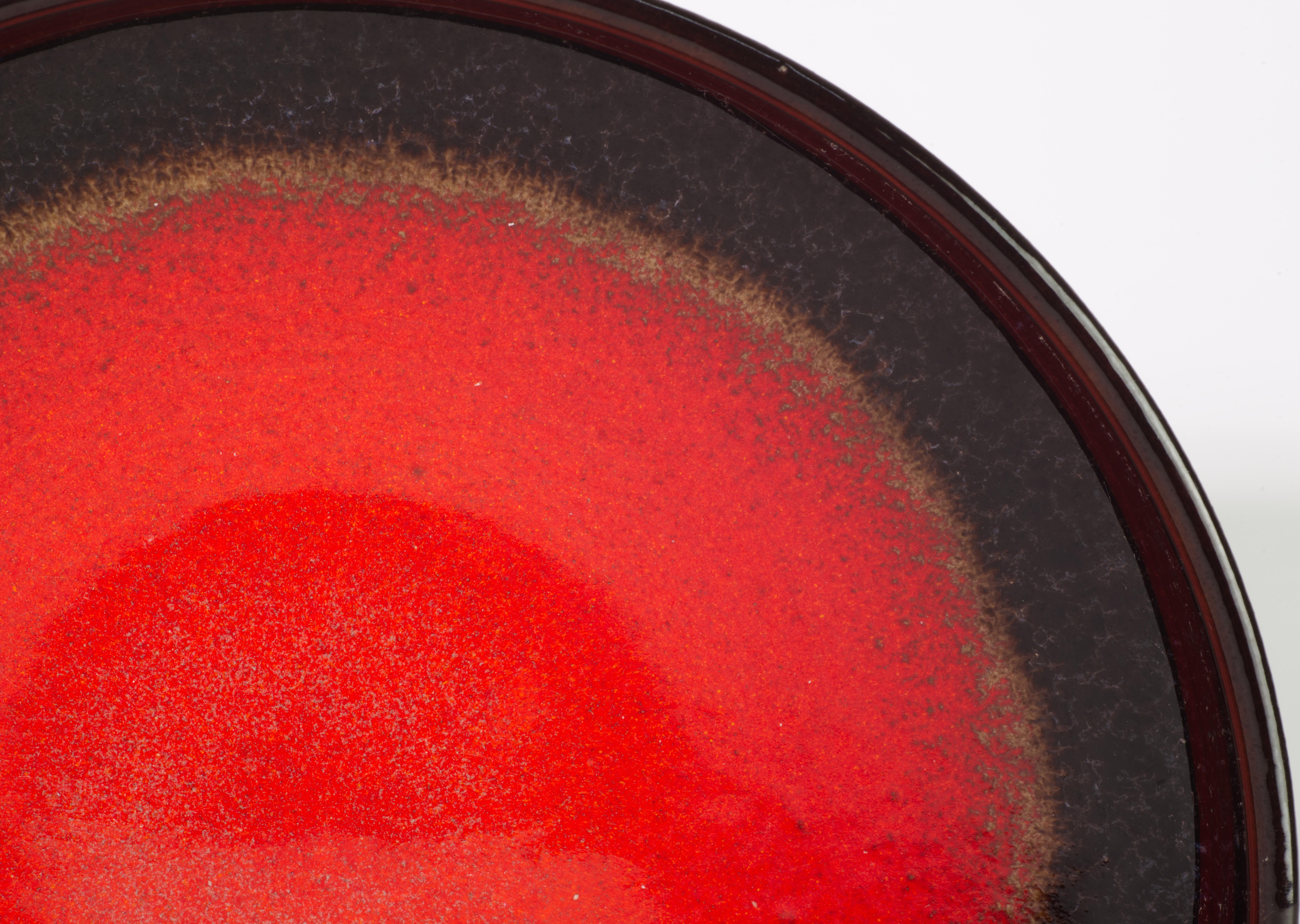 Glazed Scheurich Large Red and Brown Glaze Bowl, West Germany Pottery For Sale