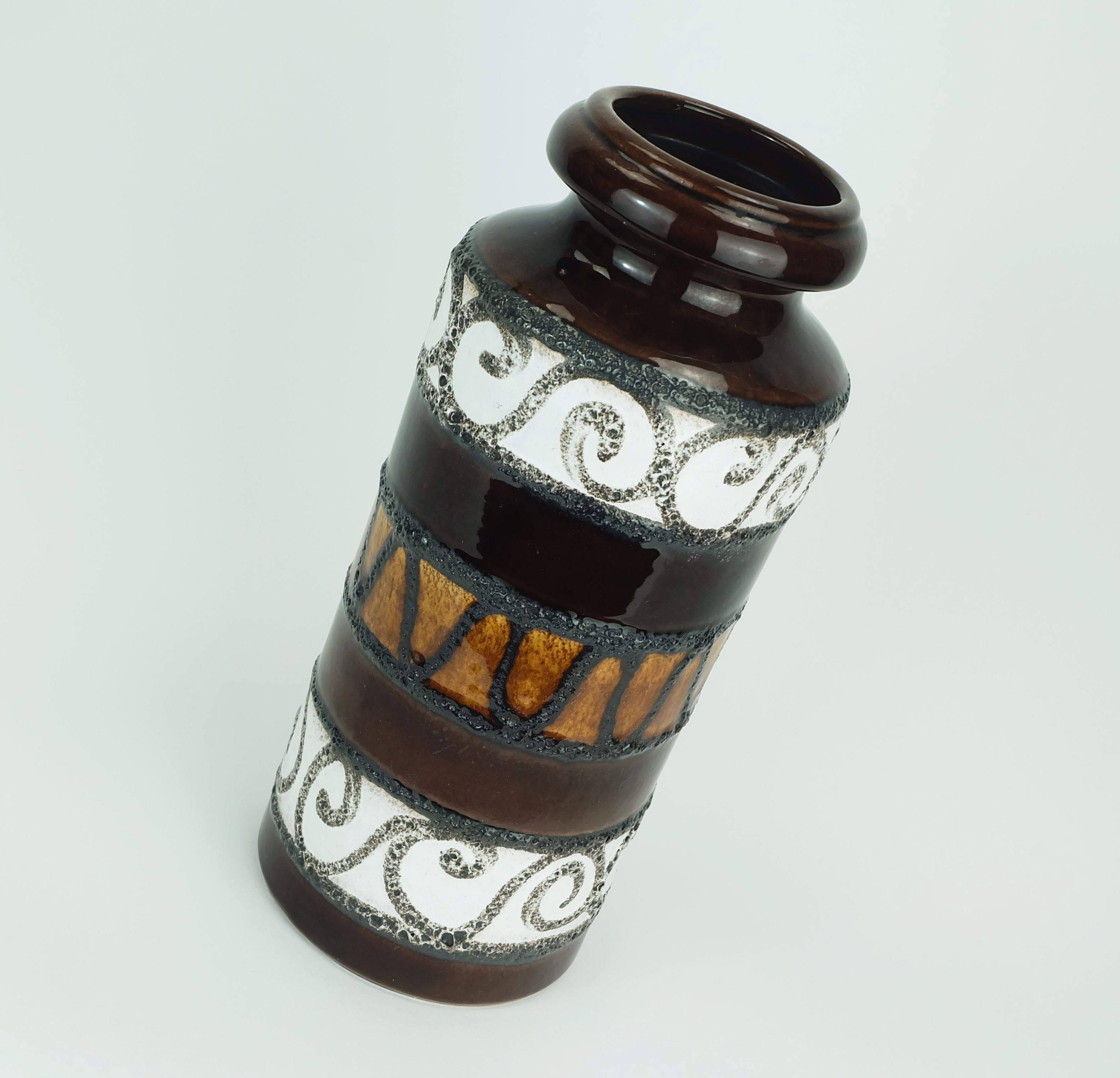 Ceramica scheurich mid century ceramic VASE fat lava brown ochre white model 517-30 in vendita