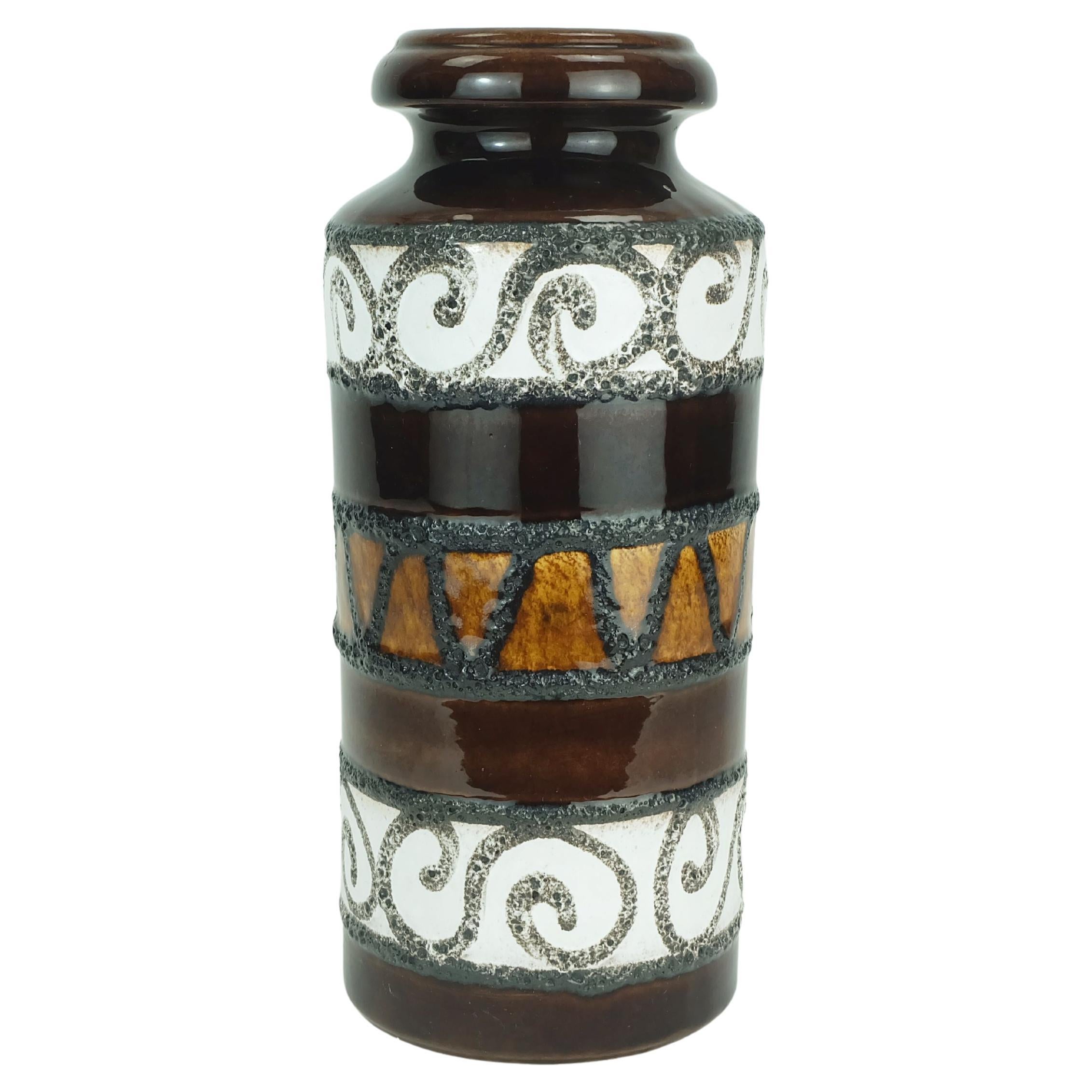 scheurich mid century ceramic VASE fat lava brown ochre white model 517-30