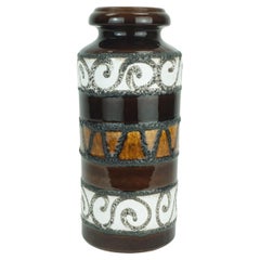 VASE en céramique scheurich mid century fat lava brown ochre white model 517-30