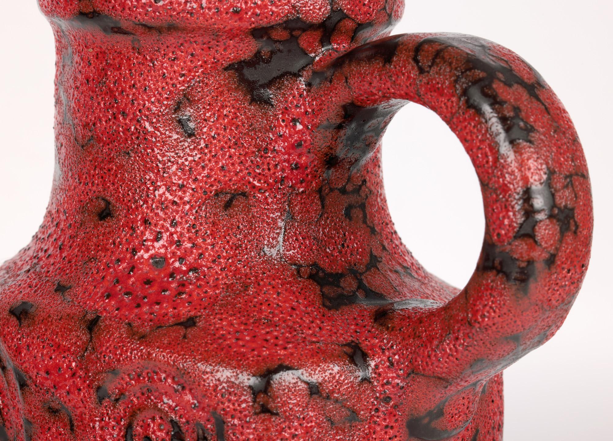 Scheurich Mid-Century German Fat Lava Handled Art Pottery Vase For Sale 5