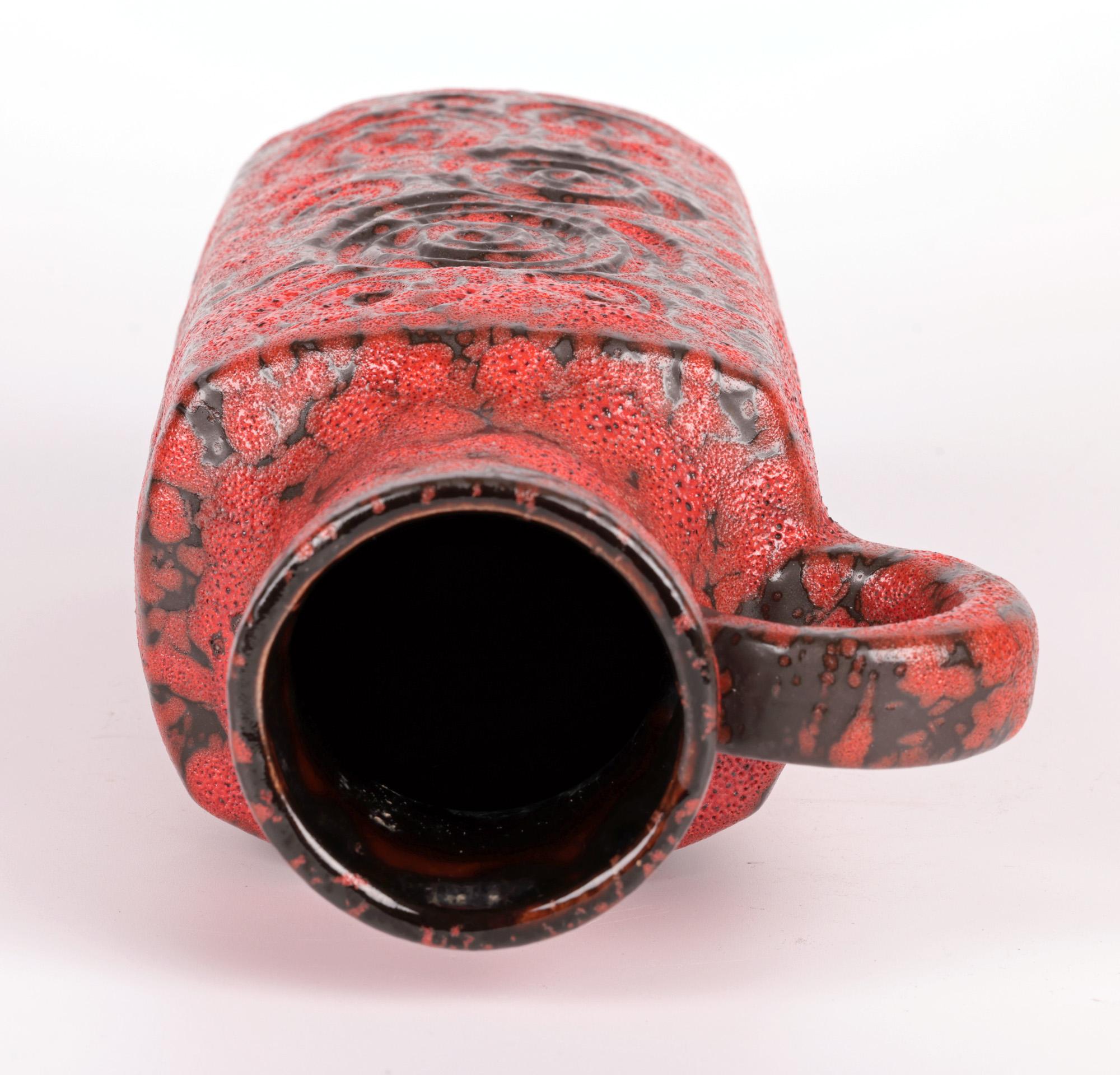 Scheurich Mid-Century German Fat Lava Handled Art Pottery Vase For Sale 7