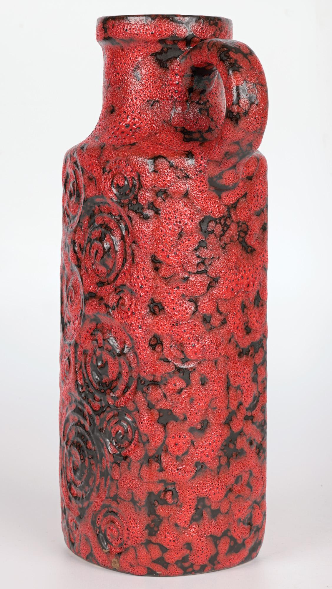 Scheurich Mid-Century German Fat Lava Handled Art Pottery Vase For Sale 8