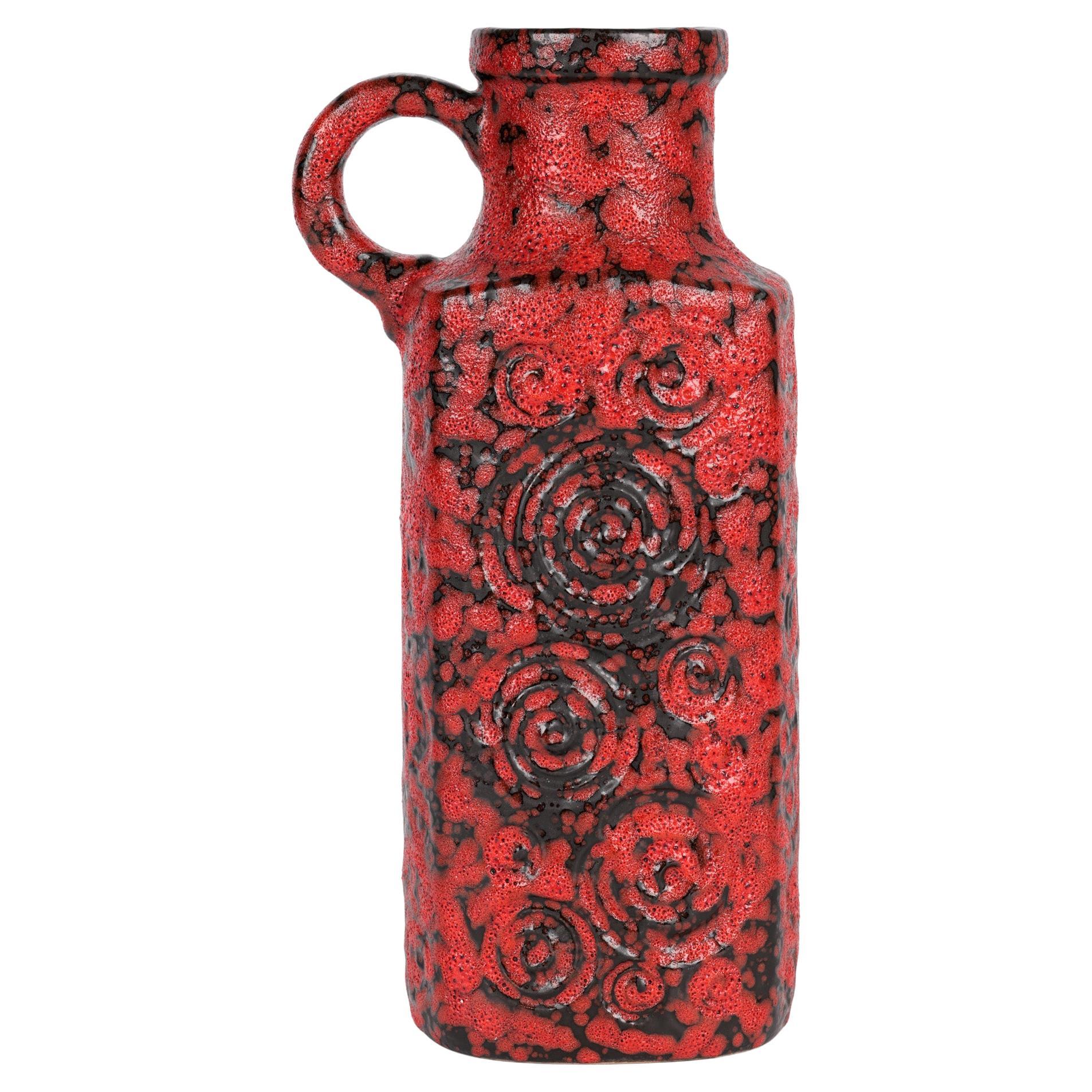 Scheurich Mid-Century German Fat Lava Handled Art Pottery Vase