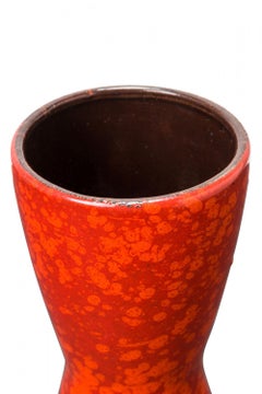Scheurich Mid-Century West German Speckled Glazed Hourglass Shaped Ceramic Vase