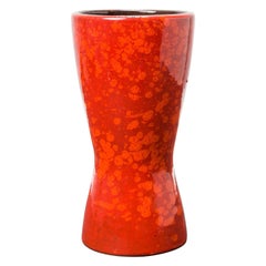 Scheurich Mid-Century West German Speckled Glazed Hourglass Shaped Ceramic Vase