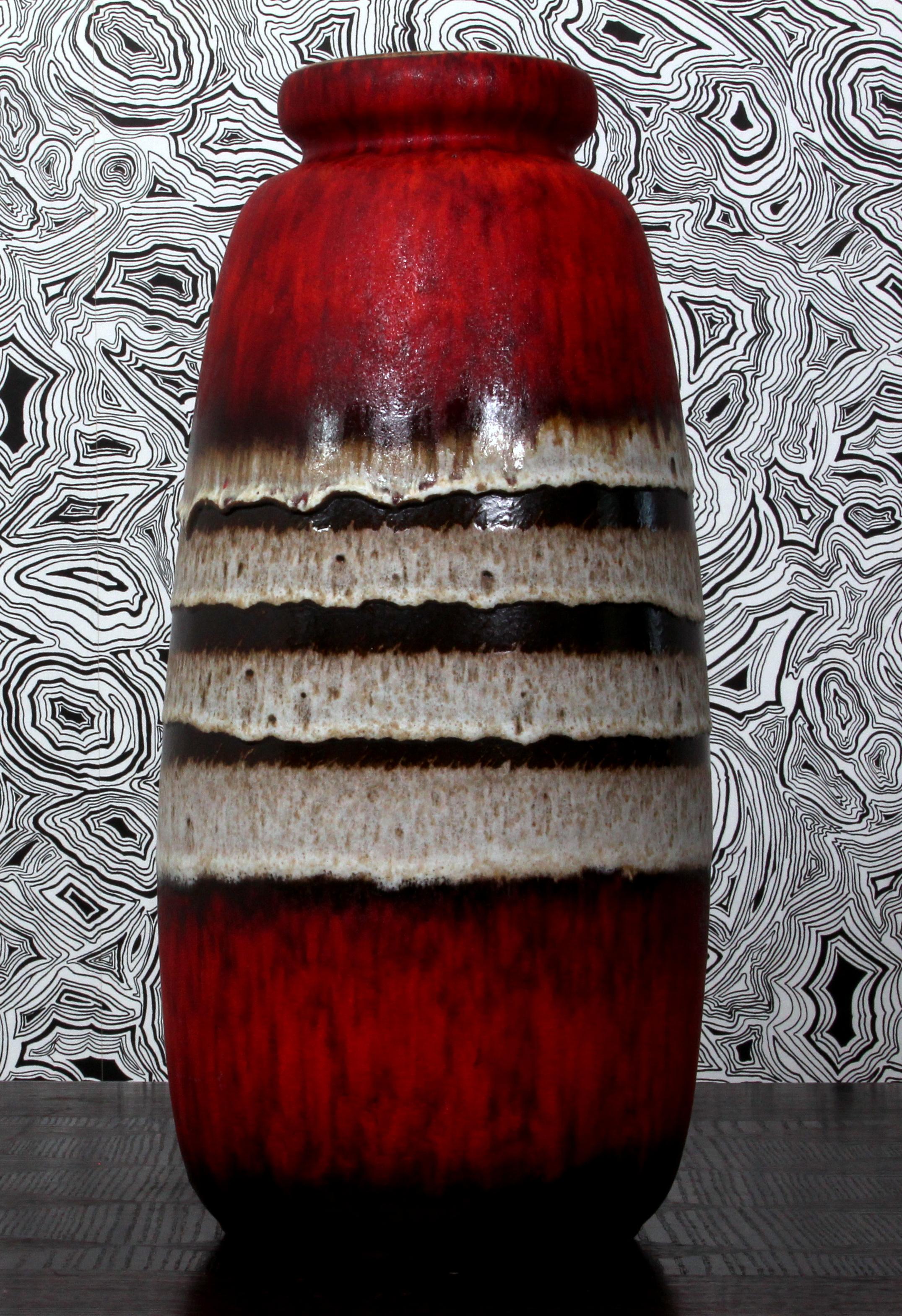 Pottery SCHEURICH RED 70s FAT LAVA FLOOR VASE  West Germany 1970s marked 284-47 For Sale