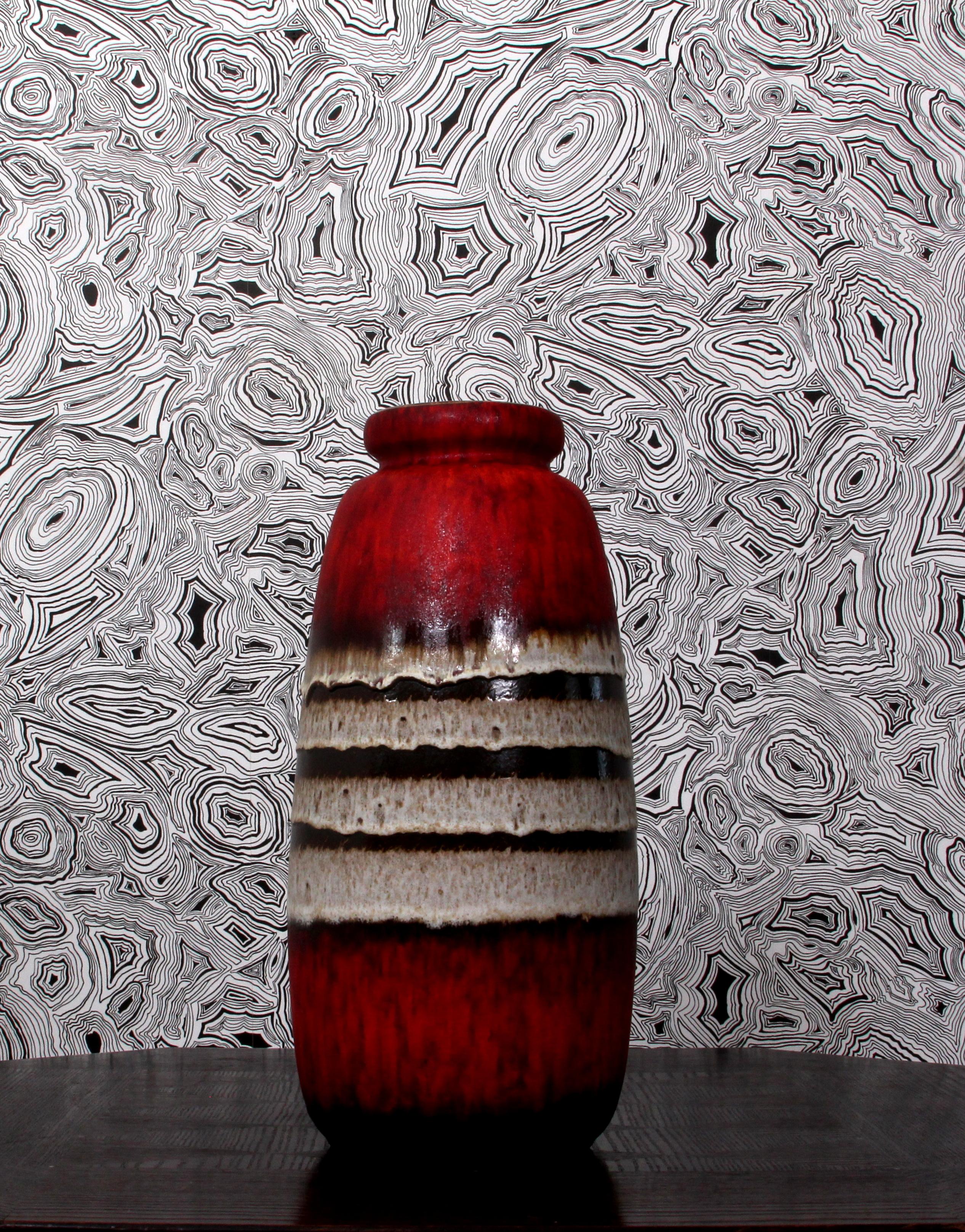 SCHEURICH RED 70s FAT LAVA FLOOR VASE  West Germany 1970s marked 284-47 For Sale 1