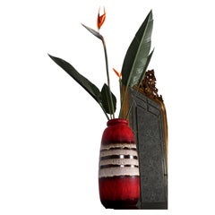 SCHEURICH RED 70s FAT LAVA FLOOR VASE  West Germany 1970s marked 284-47