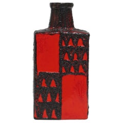 Scheurich Keramic Vase, Lava Glaze, Ceramic, Red and Black, Geometric, Signed