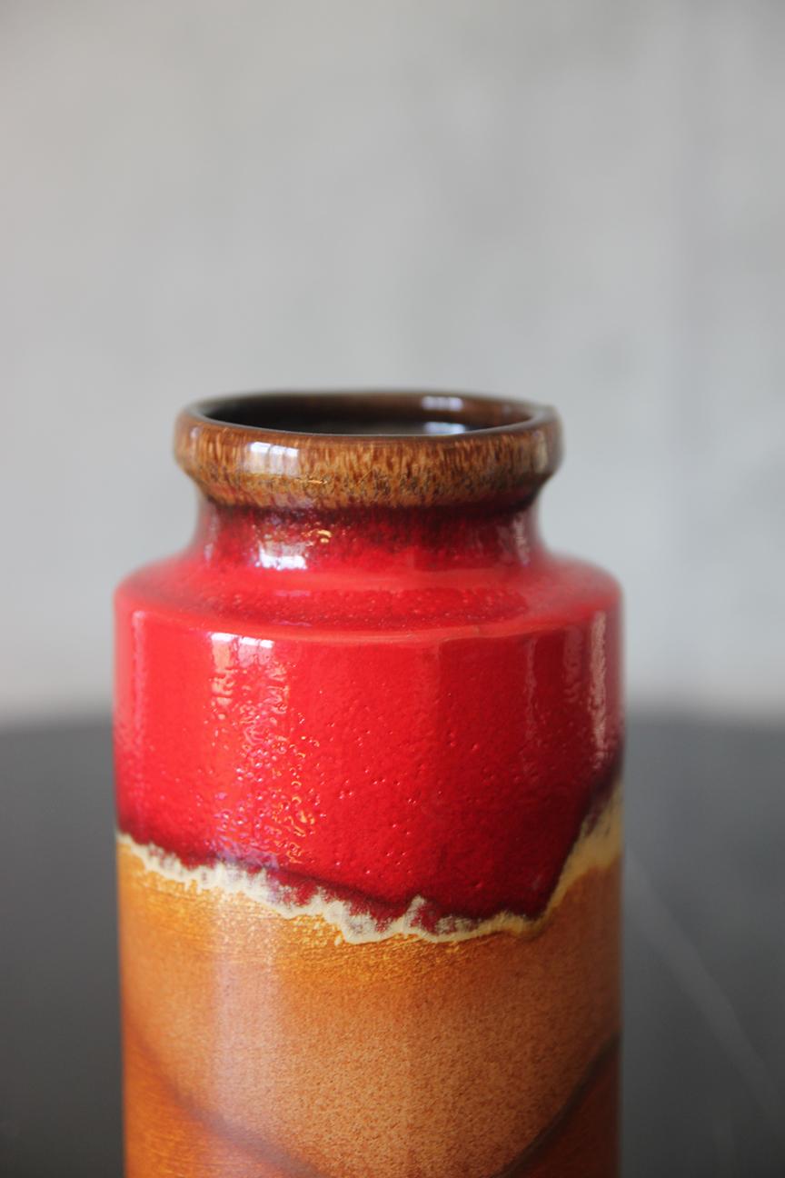 Tedesco Vaso Scheurich Rosso Marrone Tan 203-18 Germania Ovest in vendita
