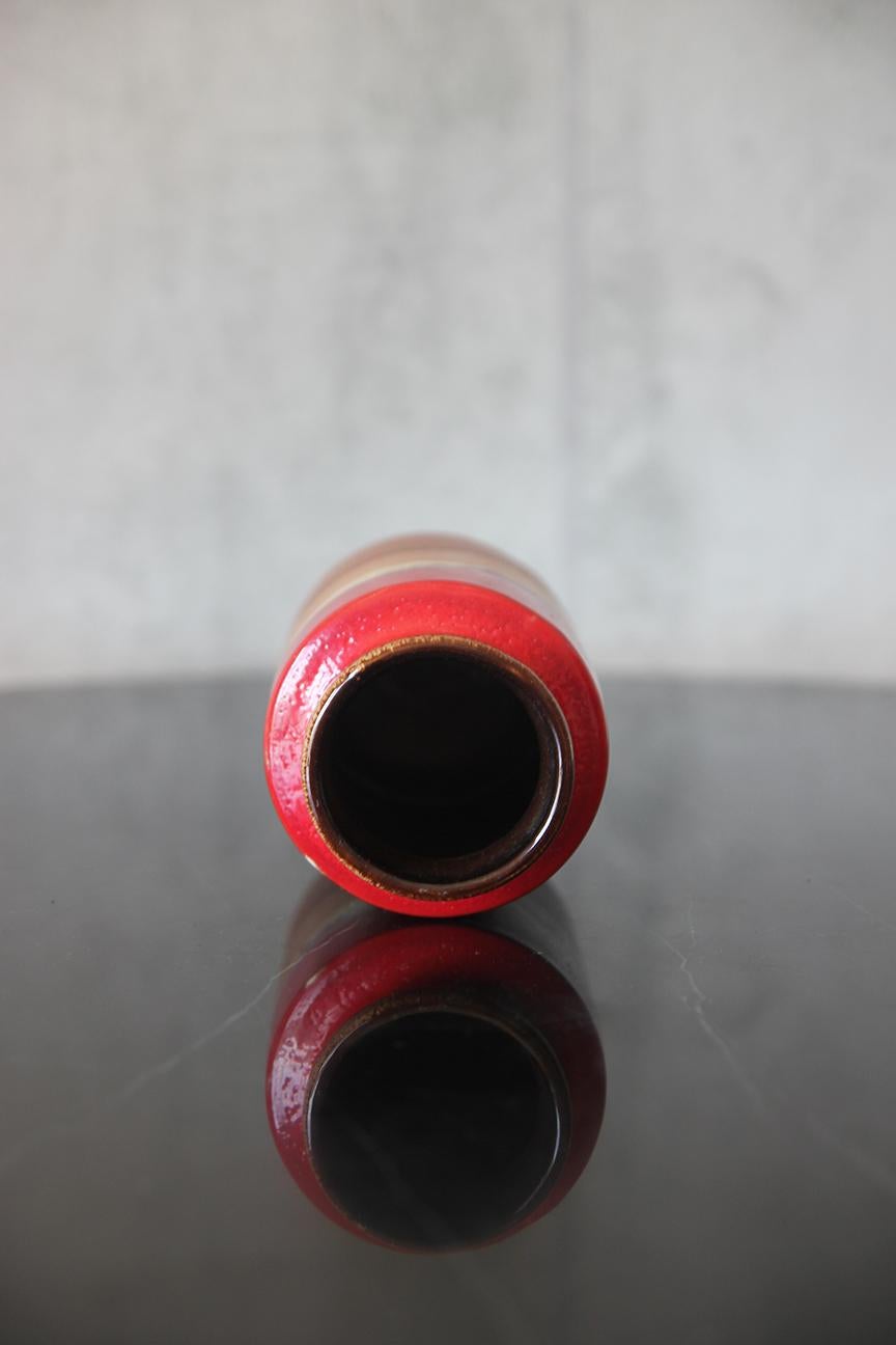Fine XX secolo Vaso Scheurich Rosso Marrone Tan 203-18 Germania Ovest in vendita