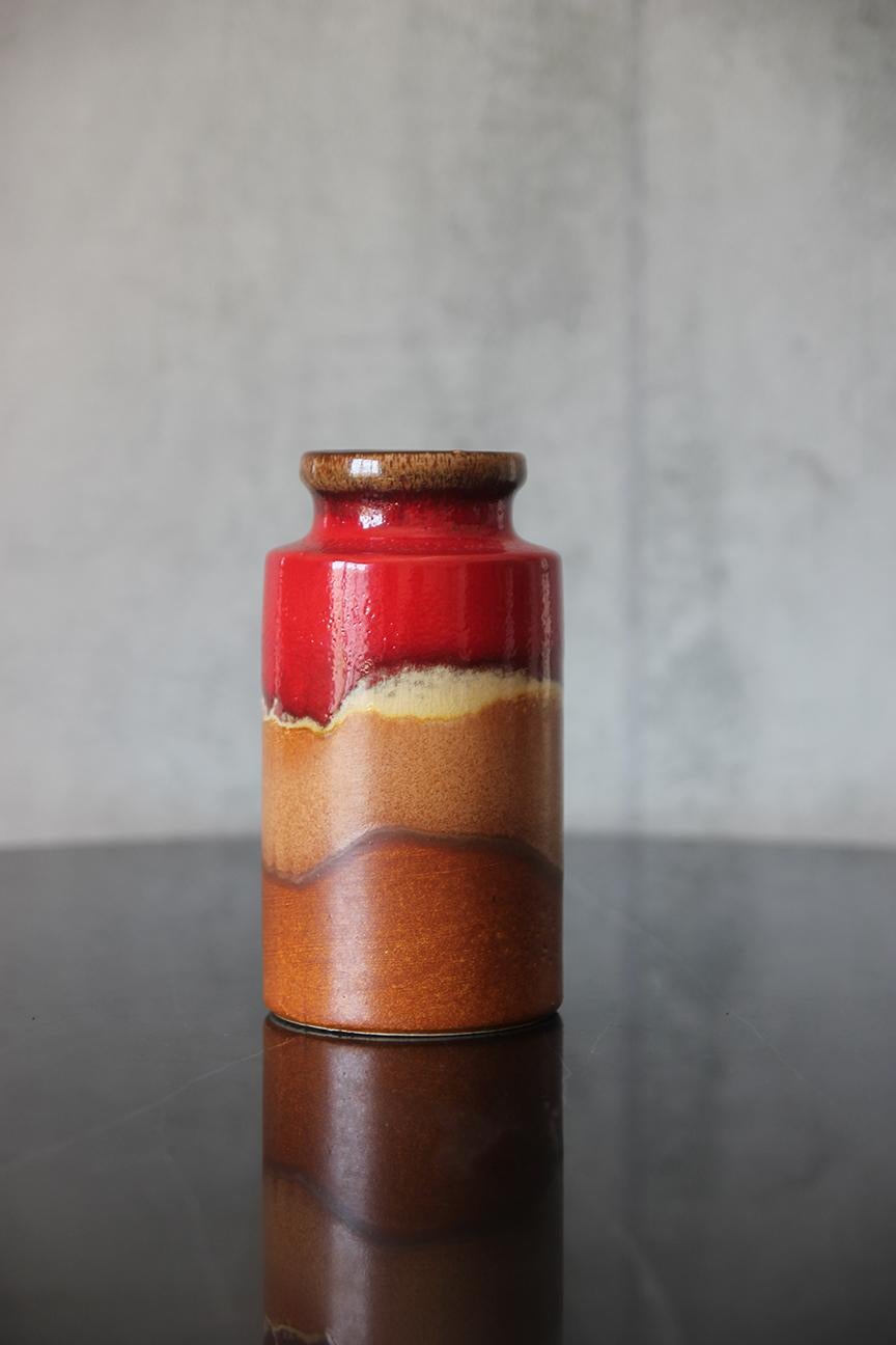 Vaso Scheurich Rosso Marrone Tan 203-18 Germania Ovest in vendita 1