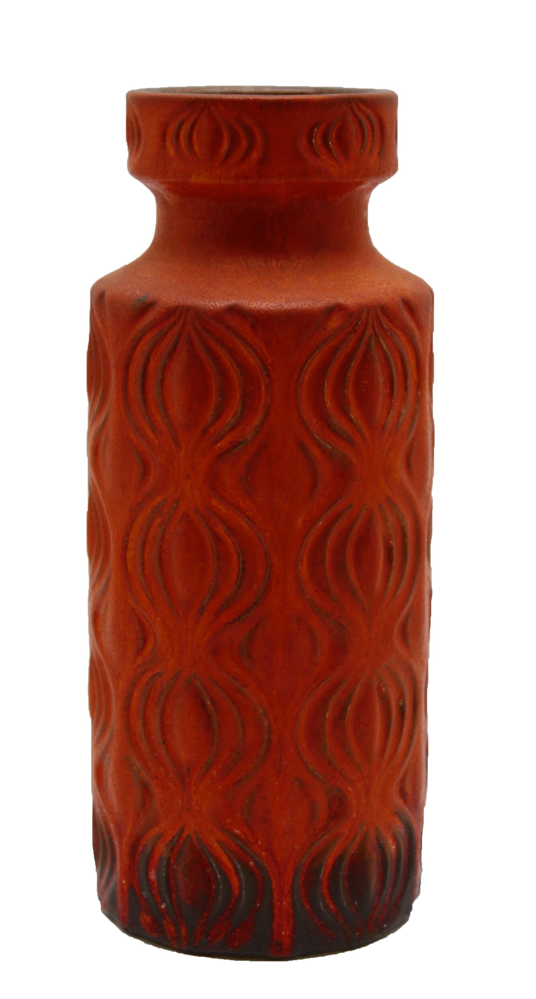 Scheurich Vases with Amsterdam Decor in Tango-Tangerine, 1968 In Good Condition In Verviers, BE