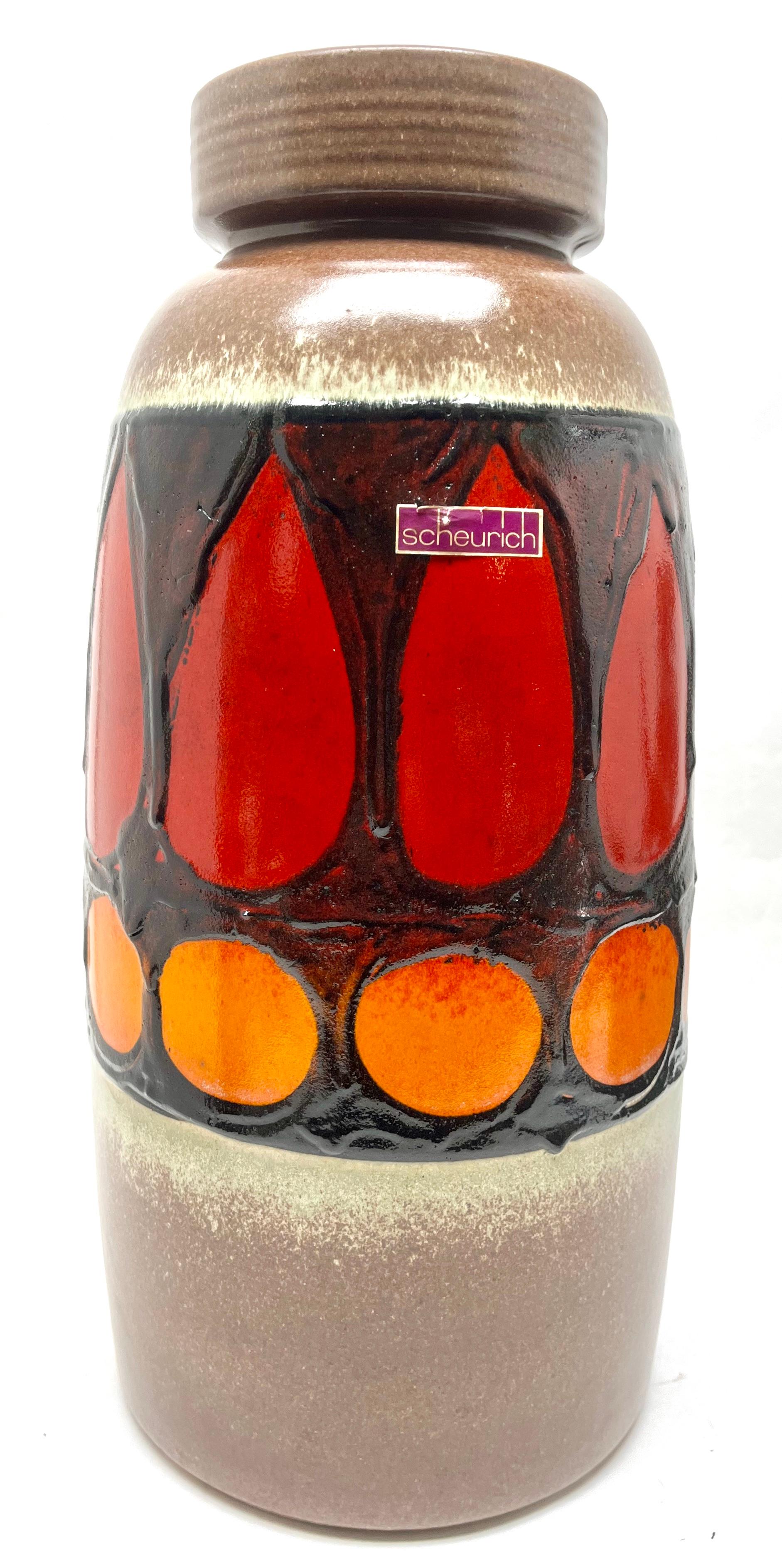 Glazed Scheurich Vintage Vase Drip Glaze Germany, 1970s For Sale