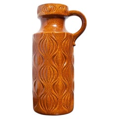 Scheurich West German Amber-Brown Onion Vase with Handle