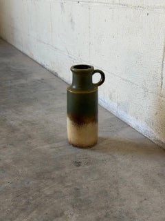Scheurich West German Ceramic Green and Cream Pitcher Vase Vintage 1970s