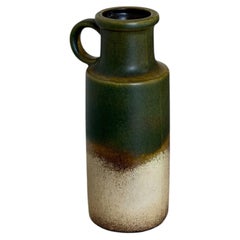 Scheurich West German Ceramic Green and Cream Pitcher Vase Vintage 1970s